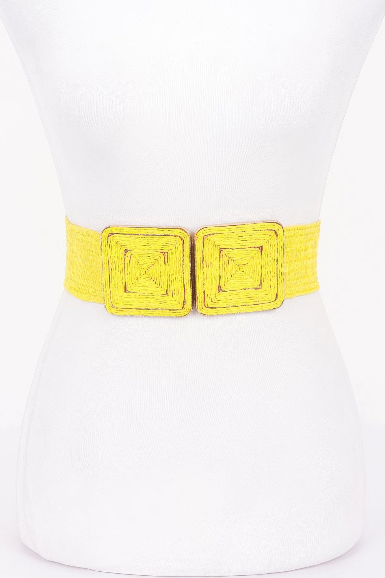 Faux Straw Two Buckle Elastic Belt - That Janis Style