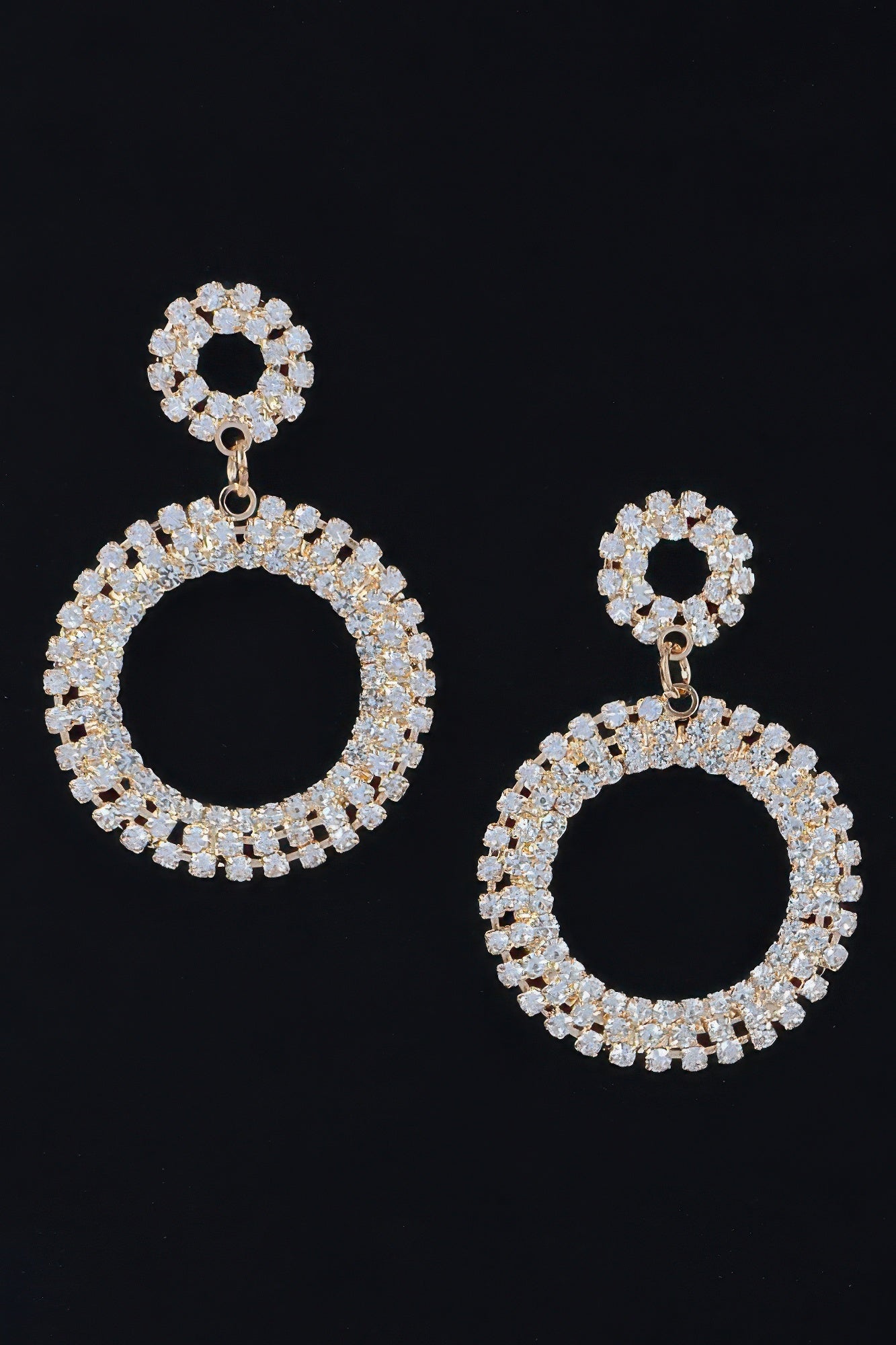 Rhinestone Round Circle Dangle Earring - That Janis Style