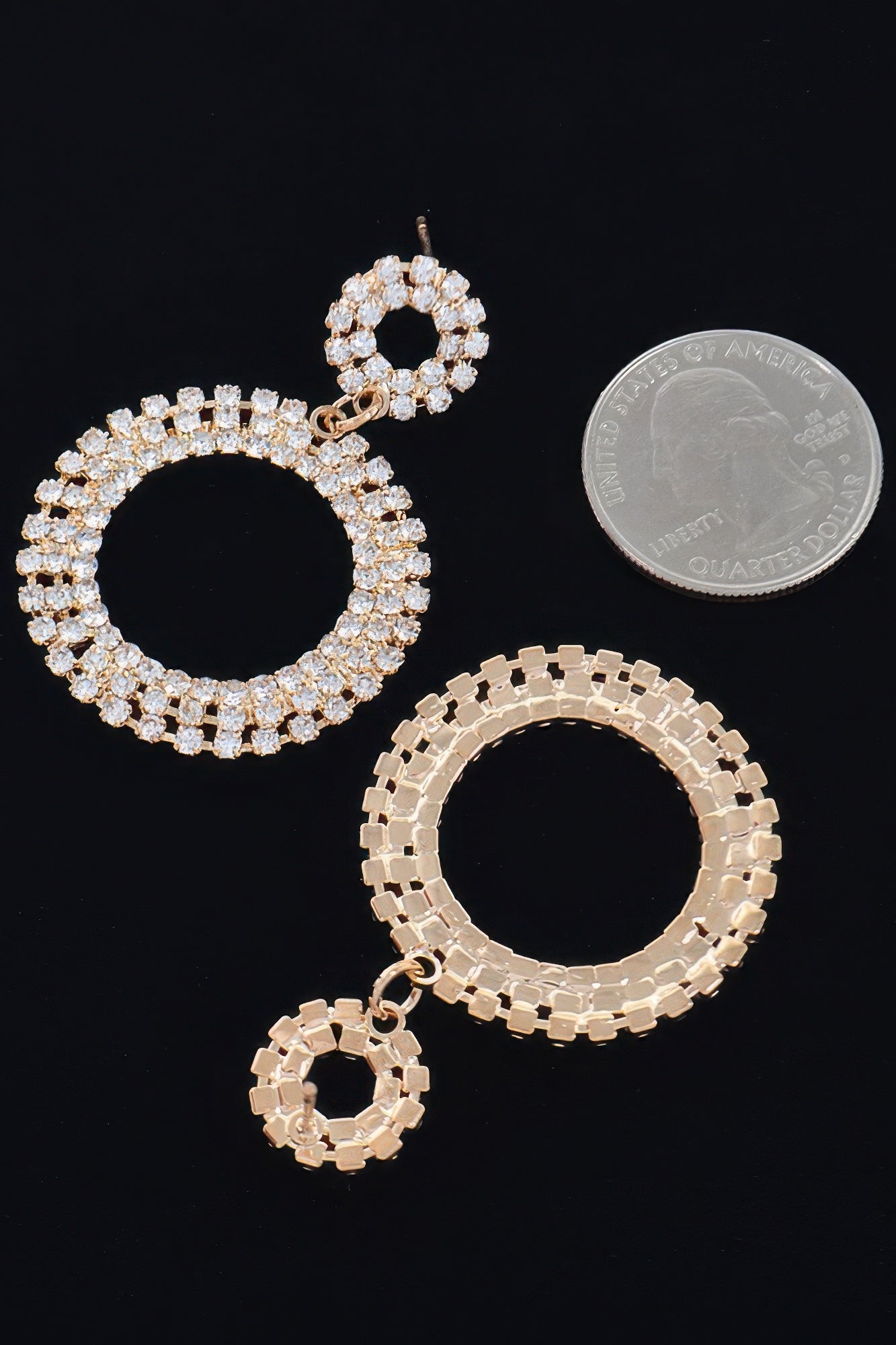 Rhinestone Round Circle Dangle Earring - That Janis Style