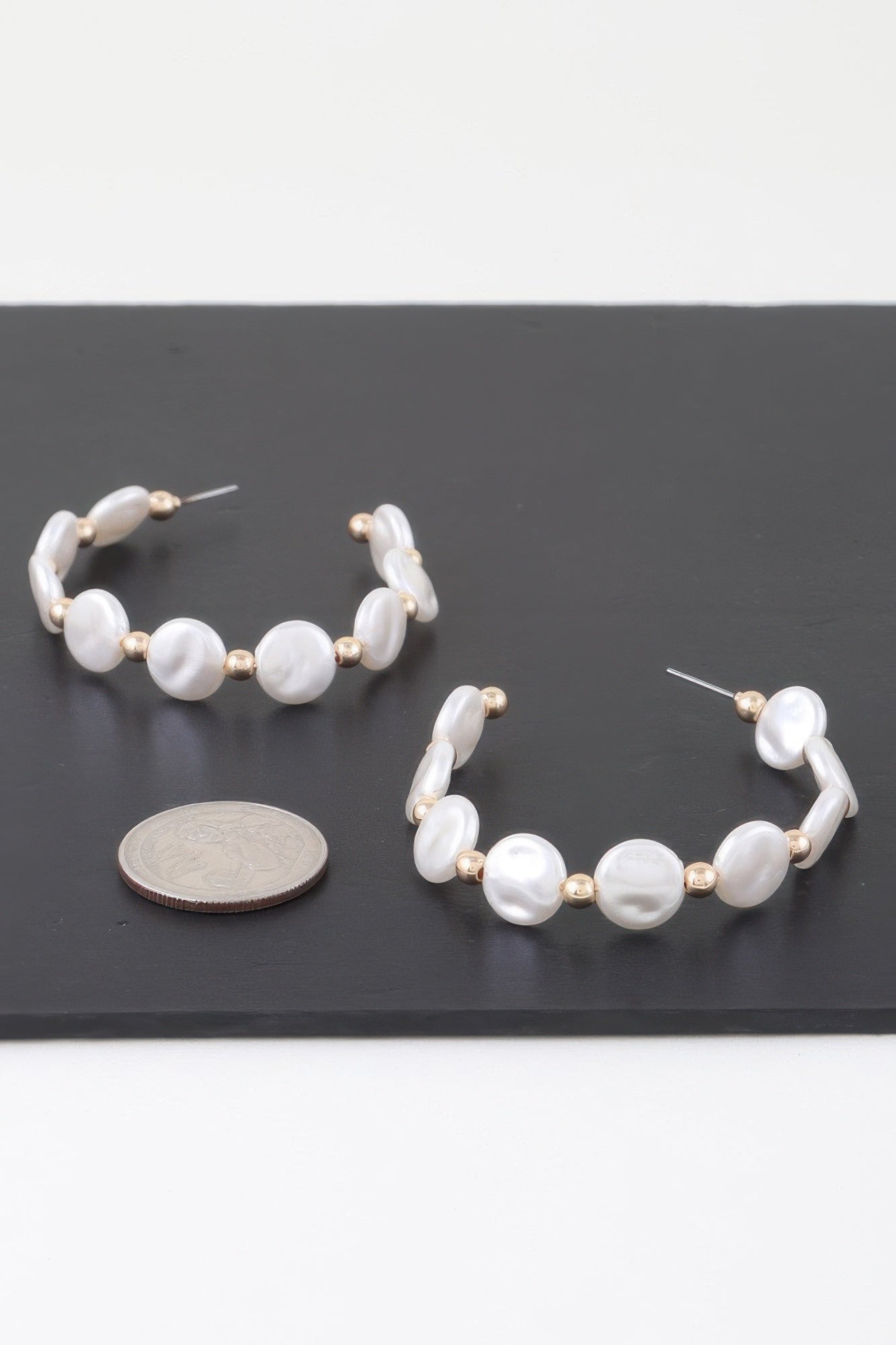 Modern Pearl Beaded Hoop Earrings - That Janis Style