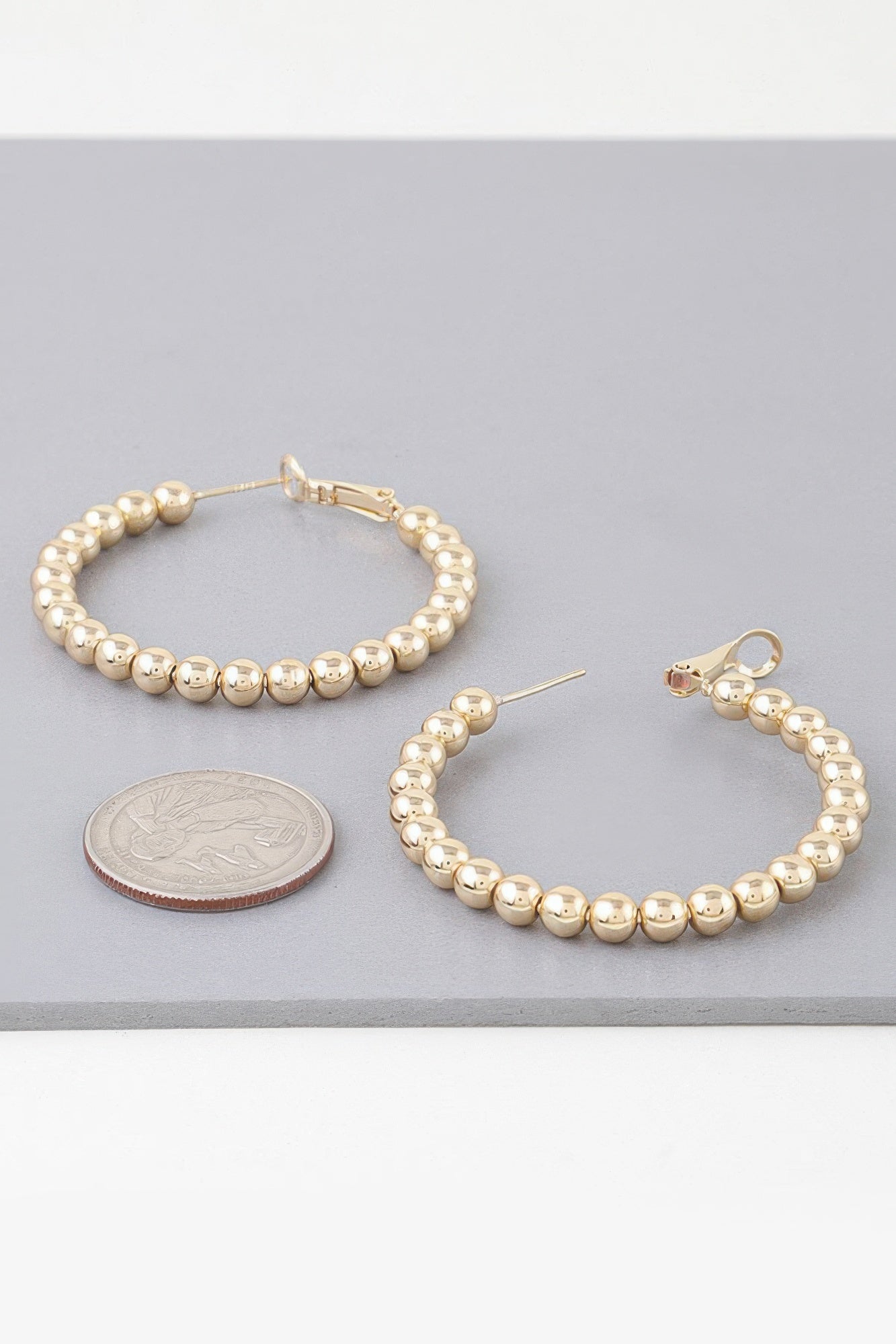 Shiny Beaded Hoop Earrings - That Janis Style