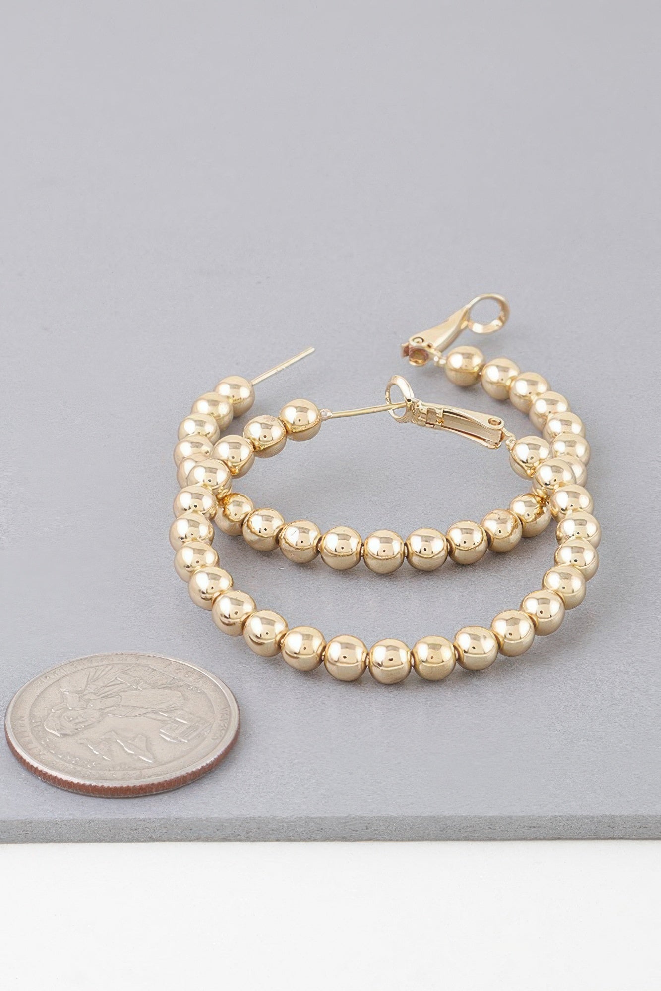 Shiny Beaded Hoop Earrings - That Janis Style