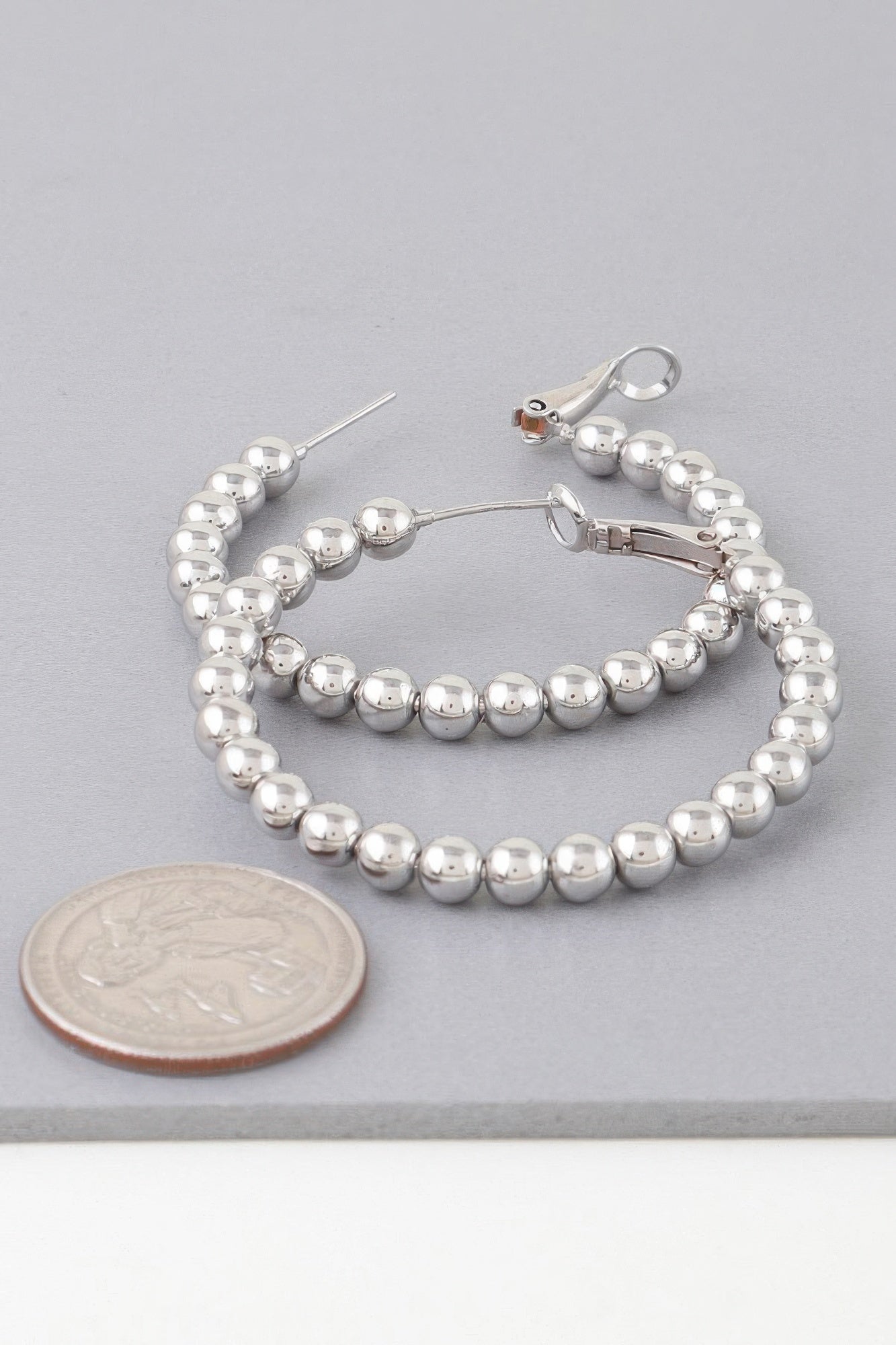 Shiny Beaded Hoop Earrings - That Janis Style