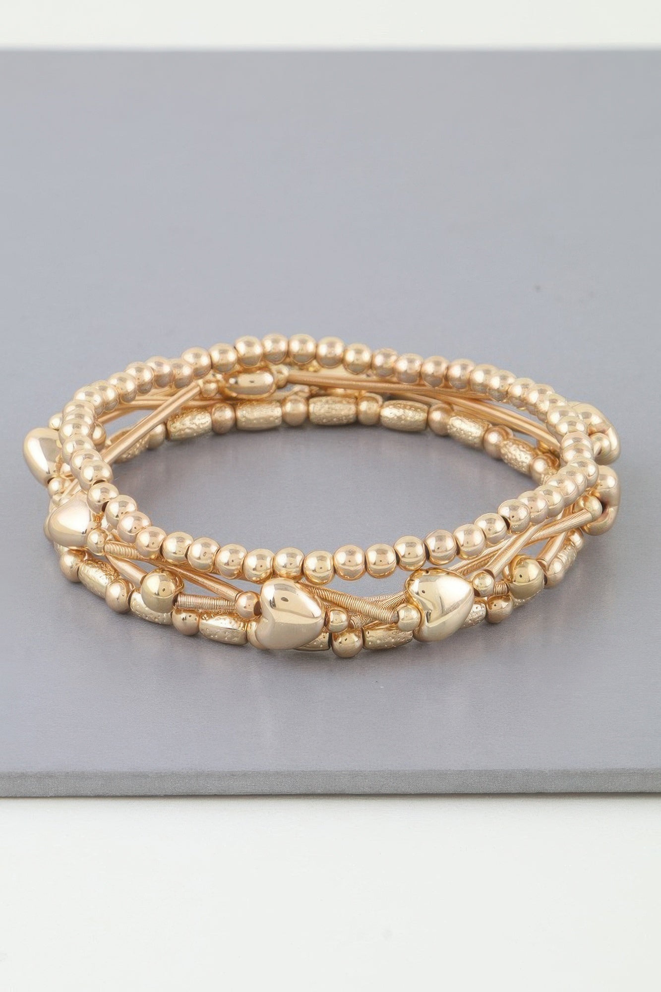 Multi Heart Coil Beaded Bracelet - That Janis Style