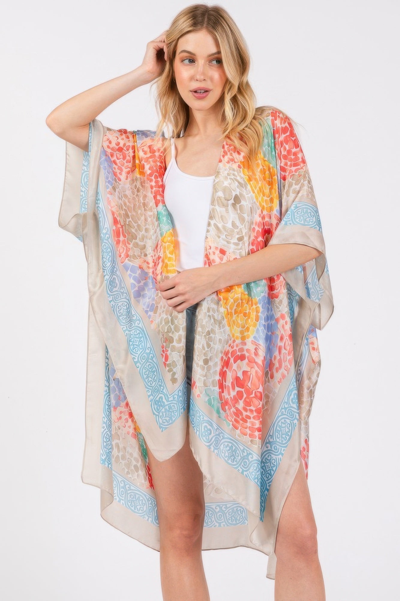 Abstract Print Silky Feel Kimono - That Janis Style