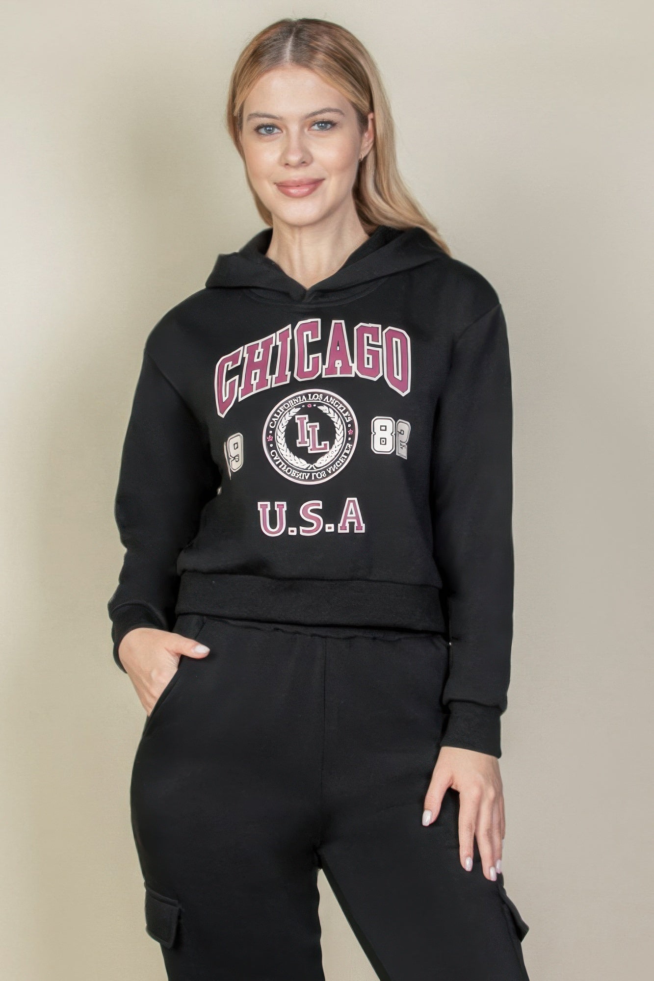 Graphic Drop Shoulder Pull Over Hoodie - That Janis Style