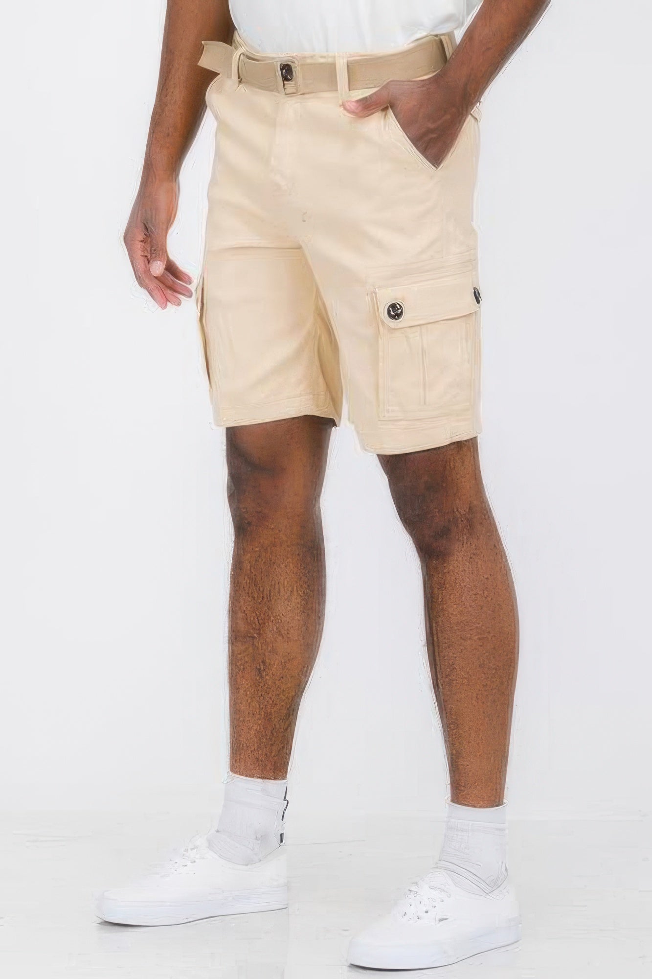 Mens Belted Cargo Shorts With Pockets - That Janis Style