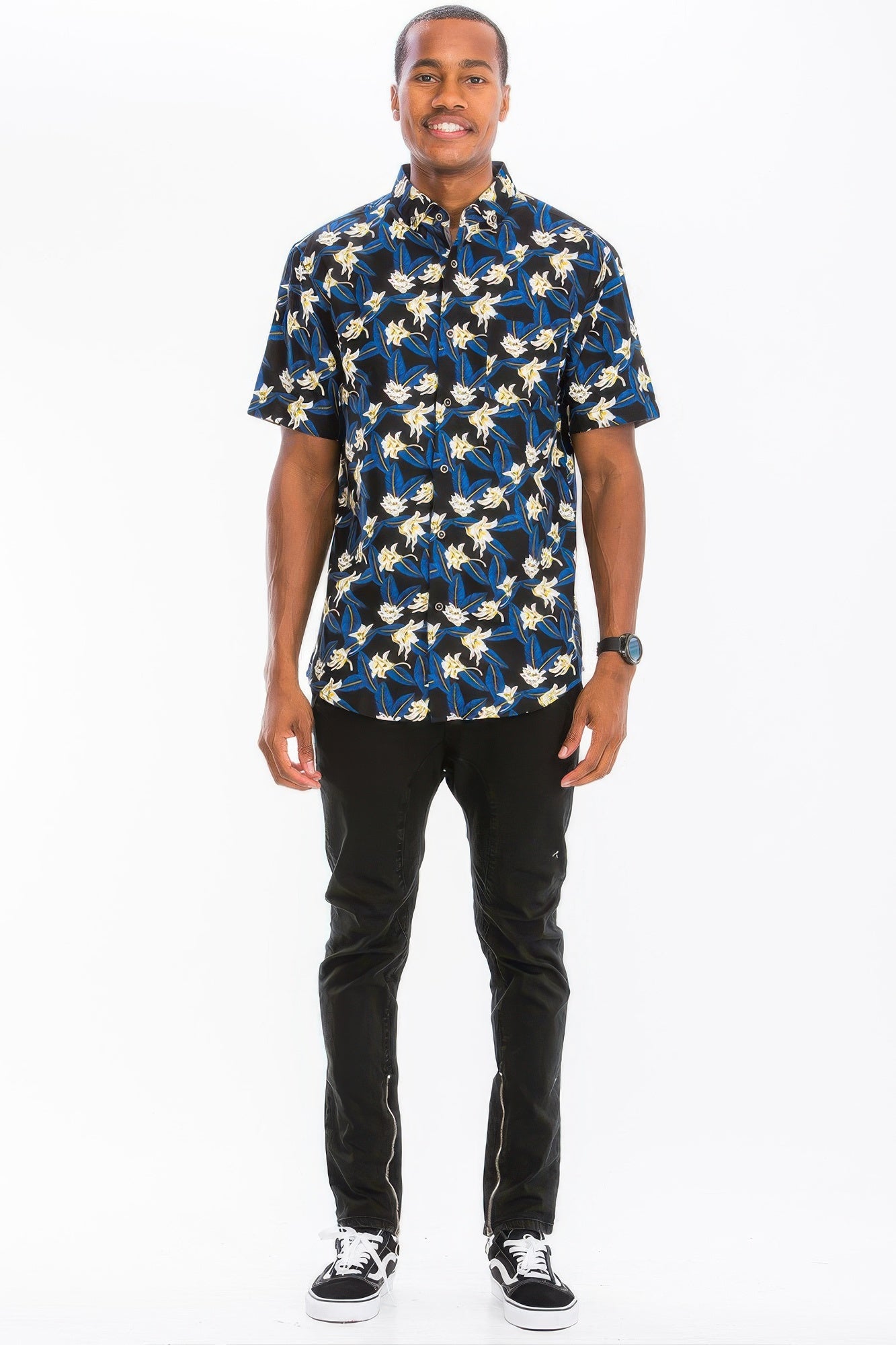 Mens Print Hawaiian Button Down Shirt - That Janis Style