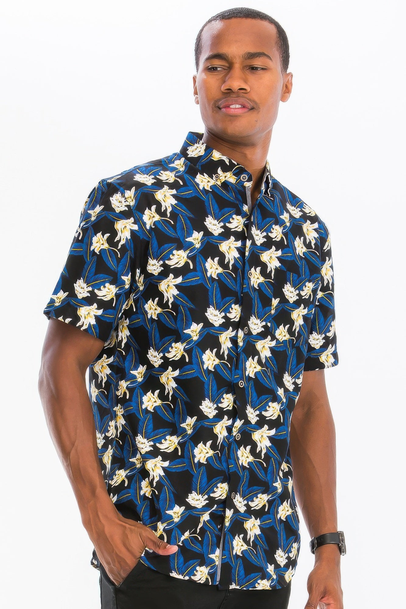 Mens Print Hawaiian Button Down Shirt - That Janis Style