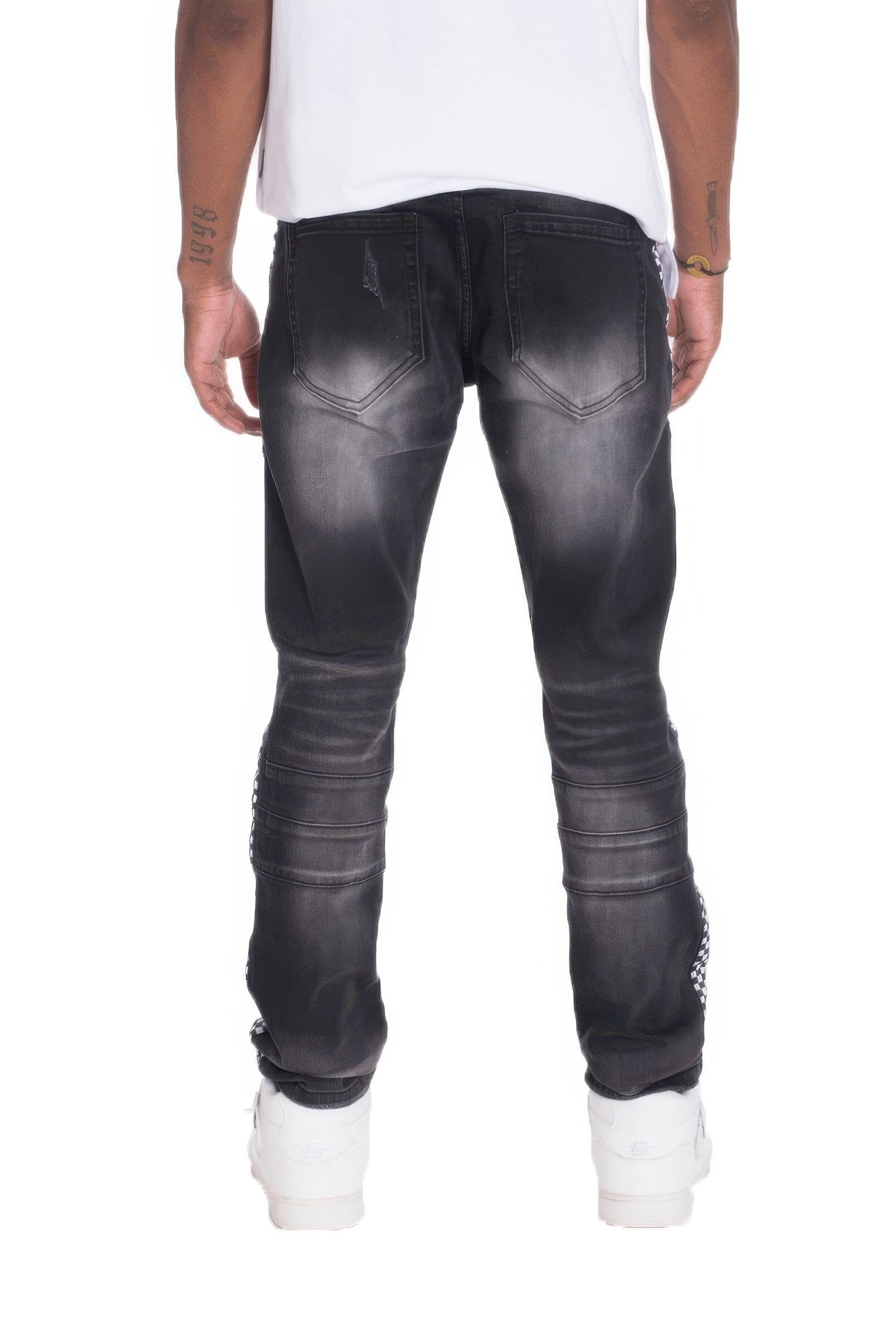Distressed Denim Checkered Tape - That Janis Style