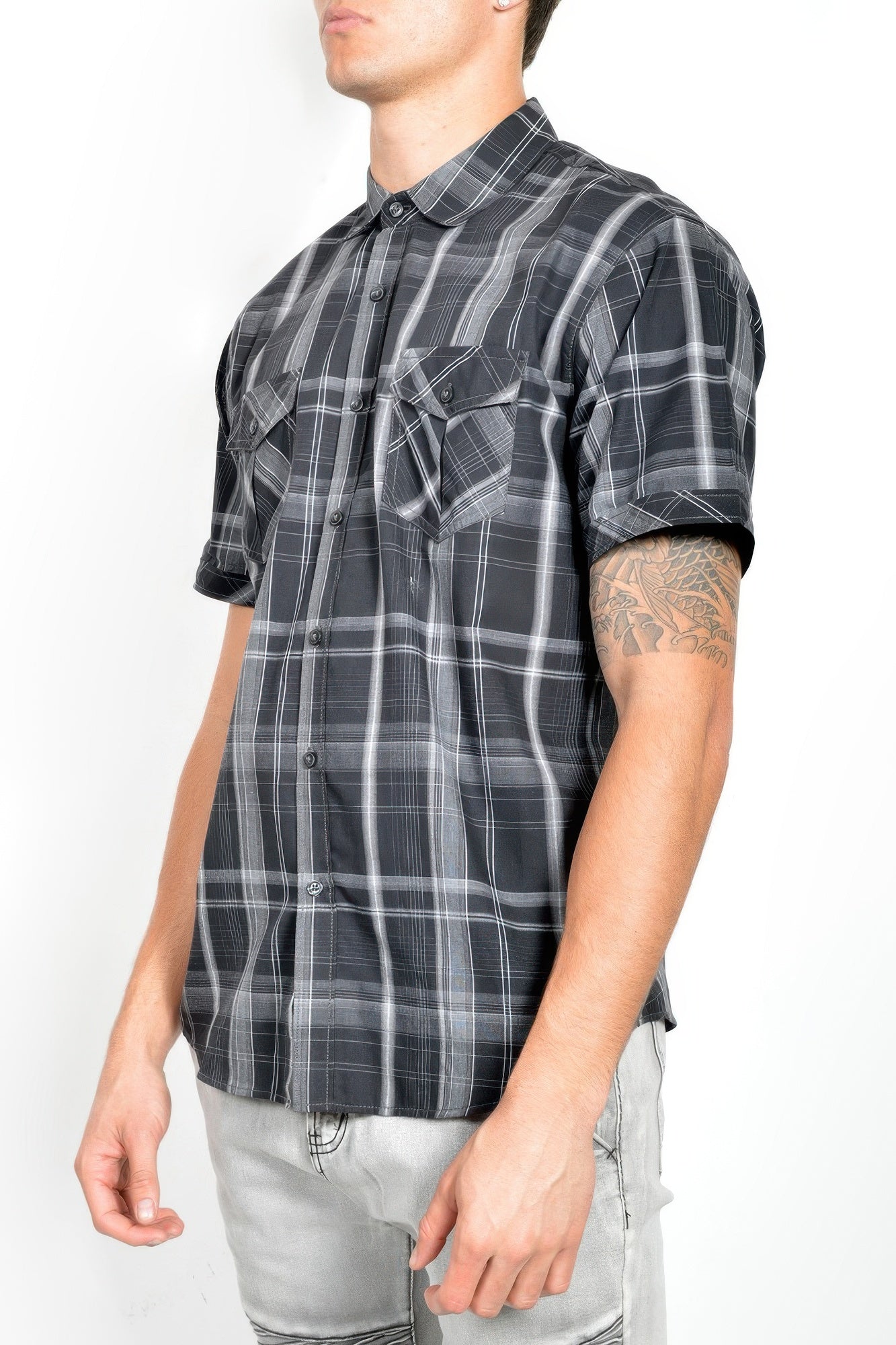 Men's Casual Short Sleeve Plaid Shirts - That Janis Style