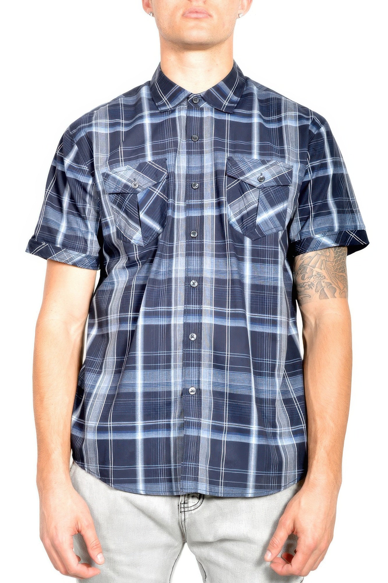 Men's Casual Short Sleeve Plaid Shirts - That Janis Style