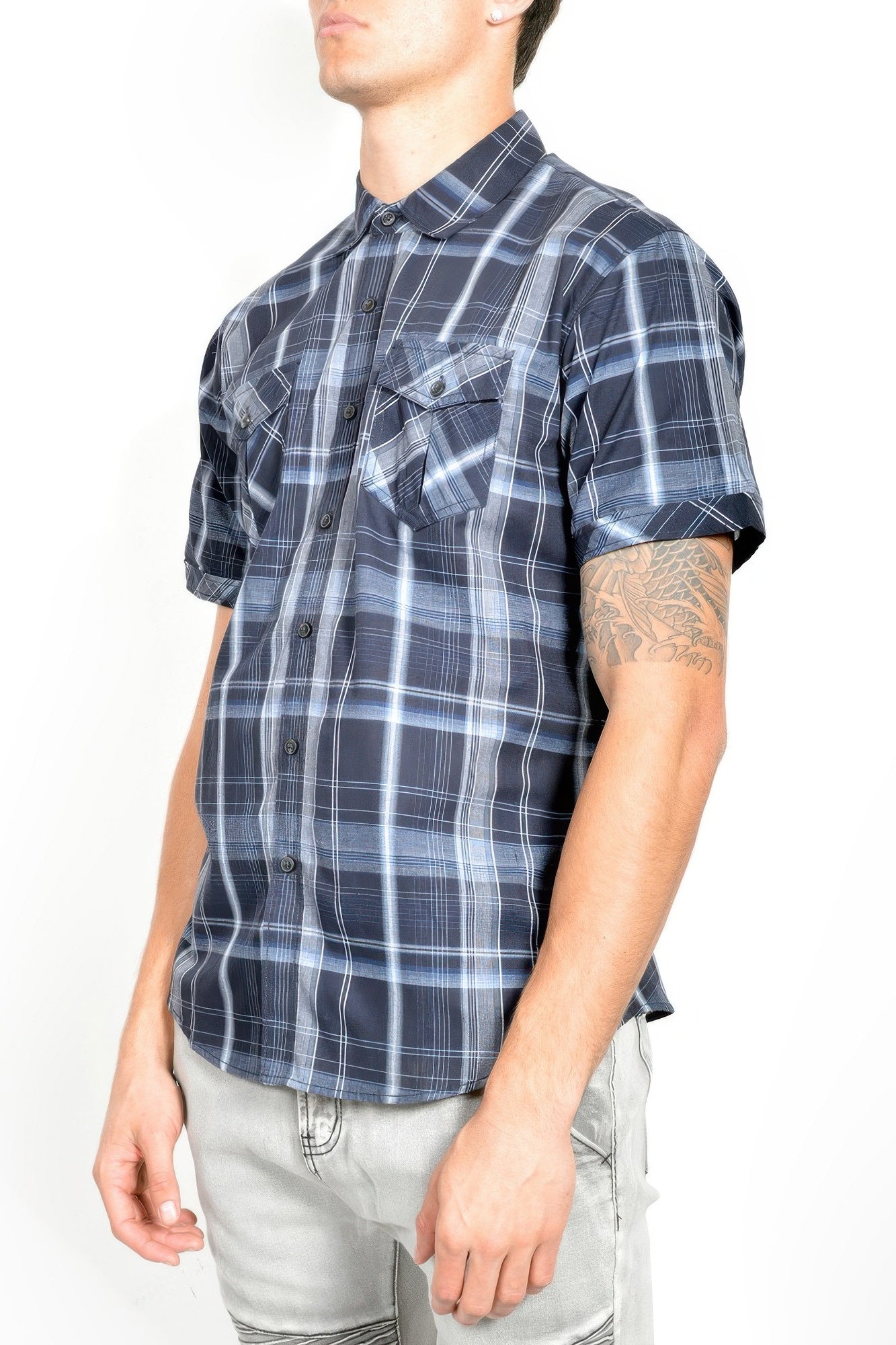 Men's Casual Short Sleeve Plaid Shirts - That Janis Style