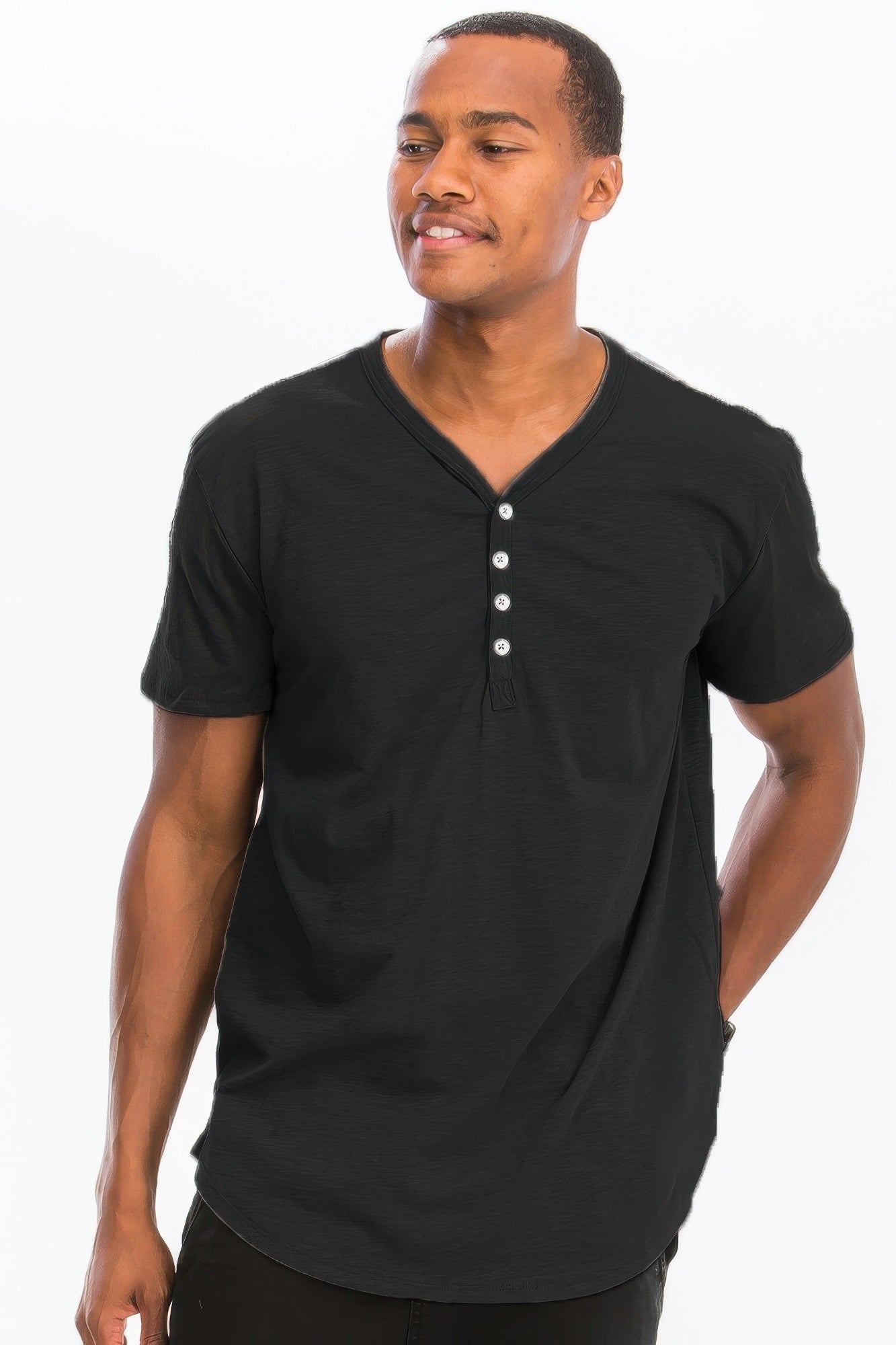 Short Sleeve 4 Button Henley Shirt - That Janis Style