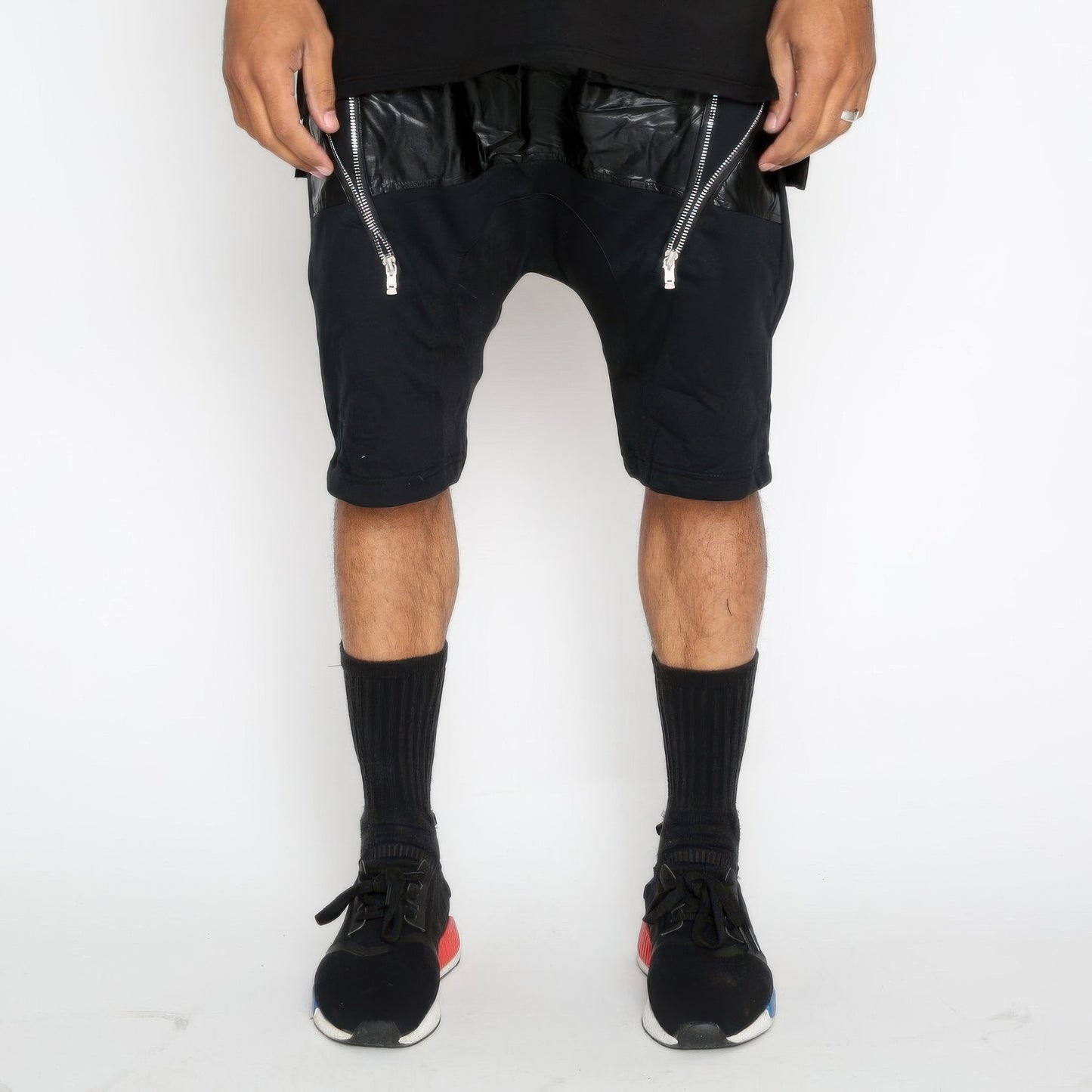 Leather Front Moto Short Pants - That Janis Style