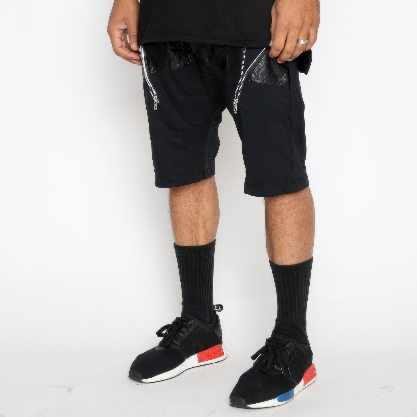 Leather Front Moto Short Pants - That Janis Style