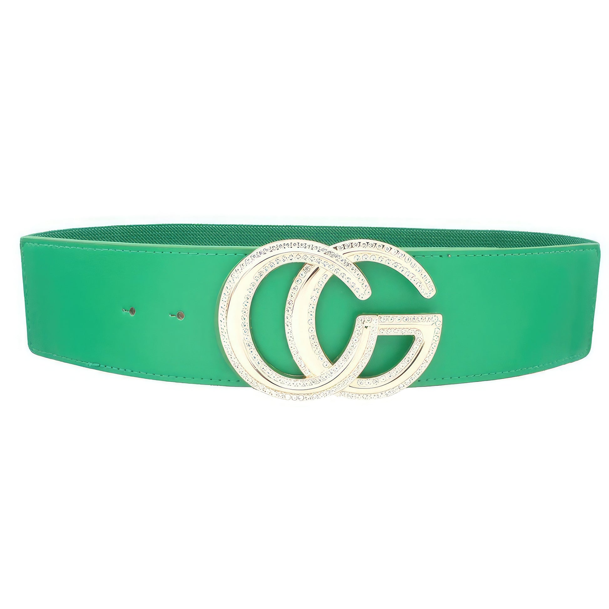 Rhinestone Outlined Cg Buckle Elastic Belt - That Janis Style