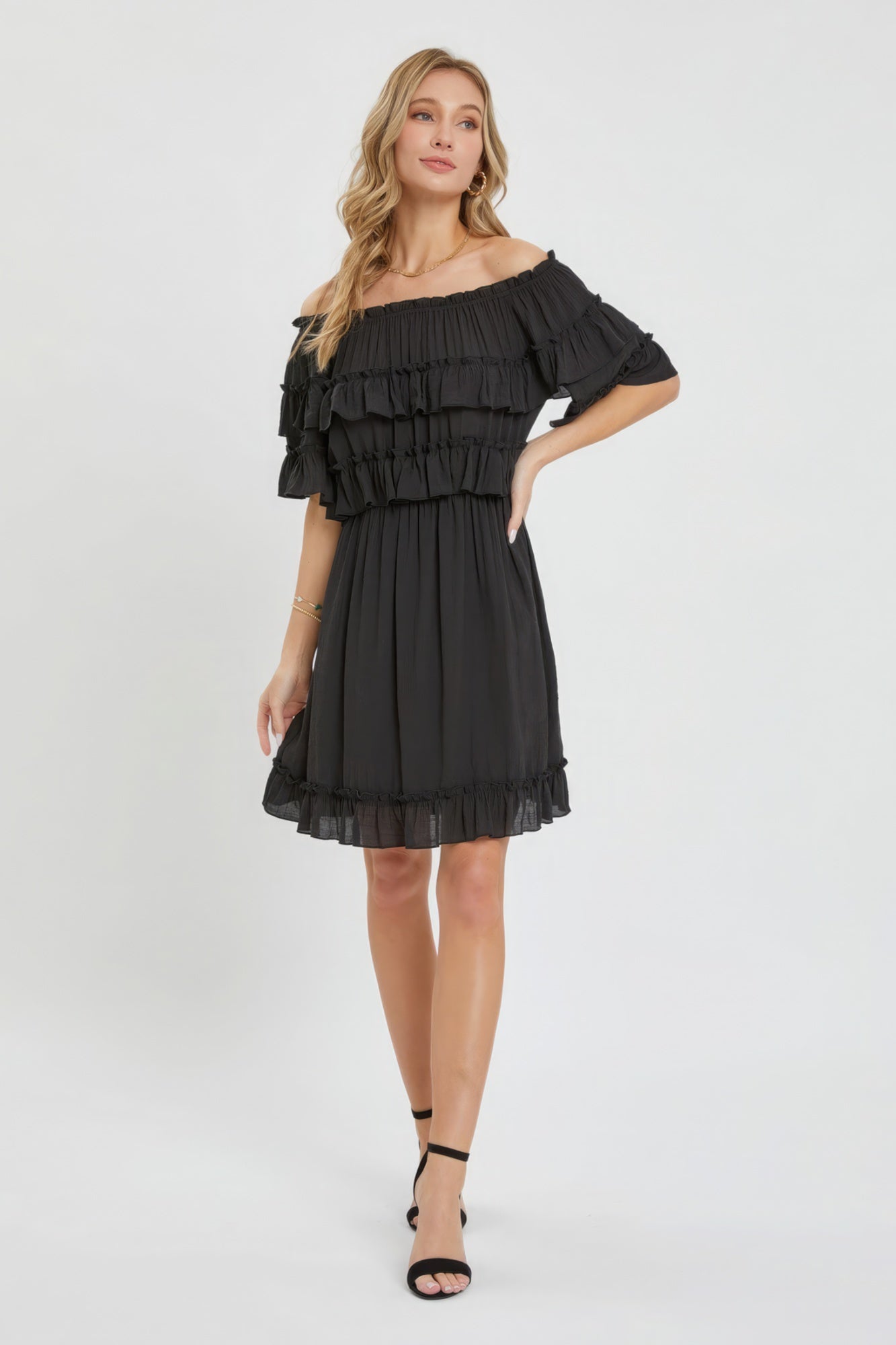 Off Shoulder Ruffle Dress - That Janis Style