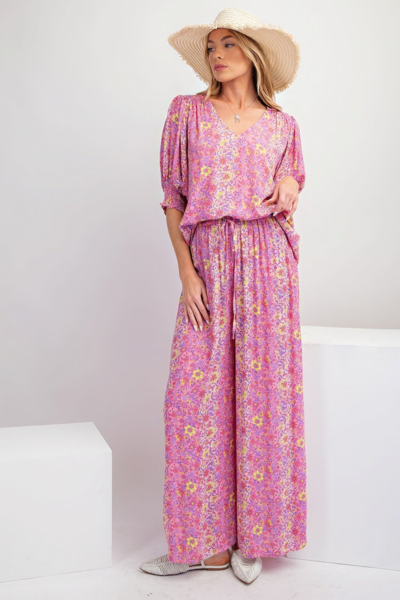 Floral Print Gauze Palazzo Pants - That Janis Style