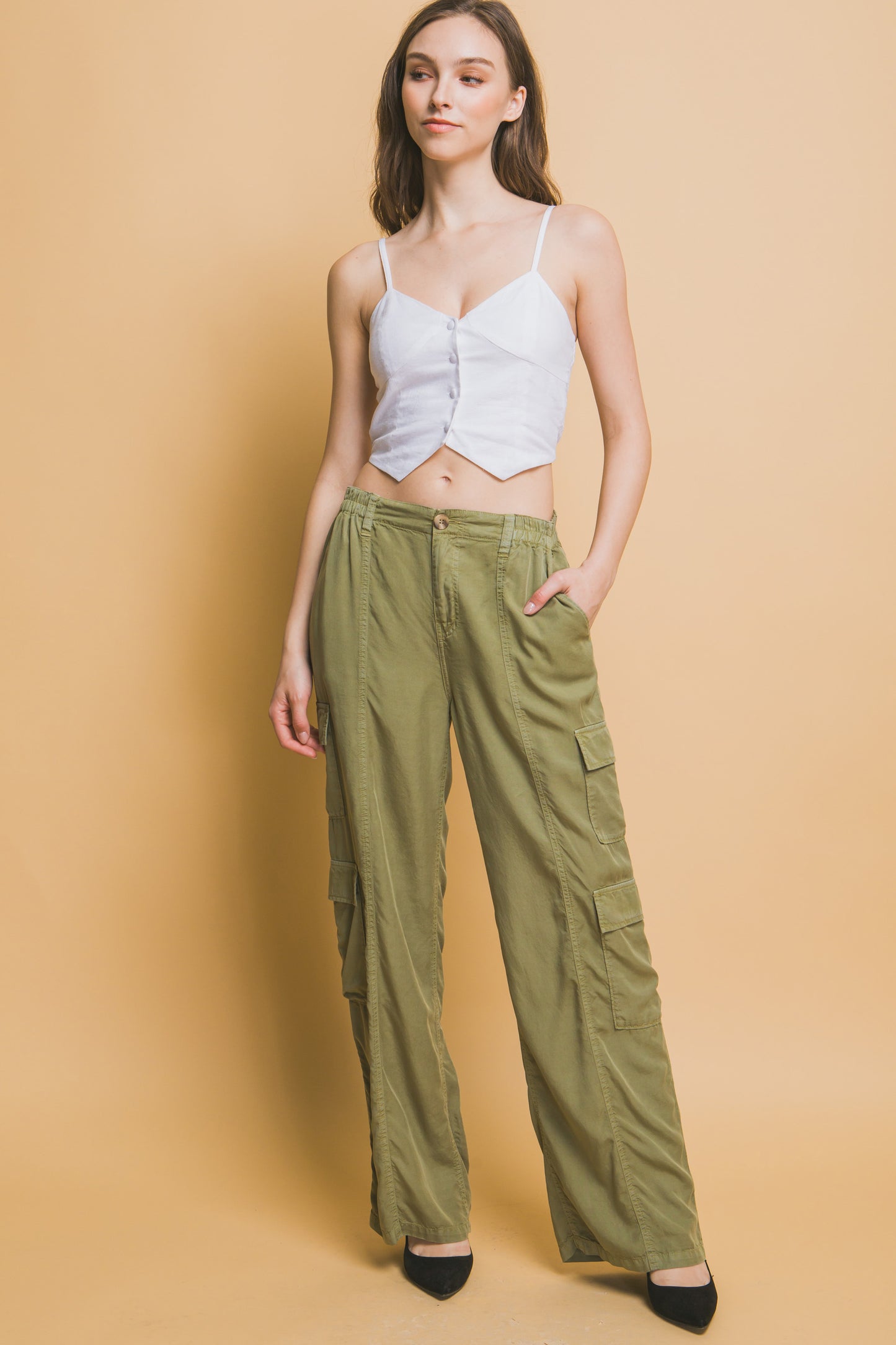 Full-length Tencel Pants With Cargo Pockets - That Janis Style