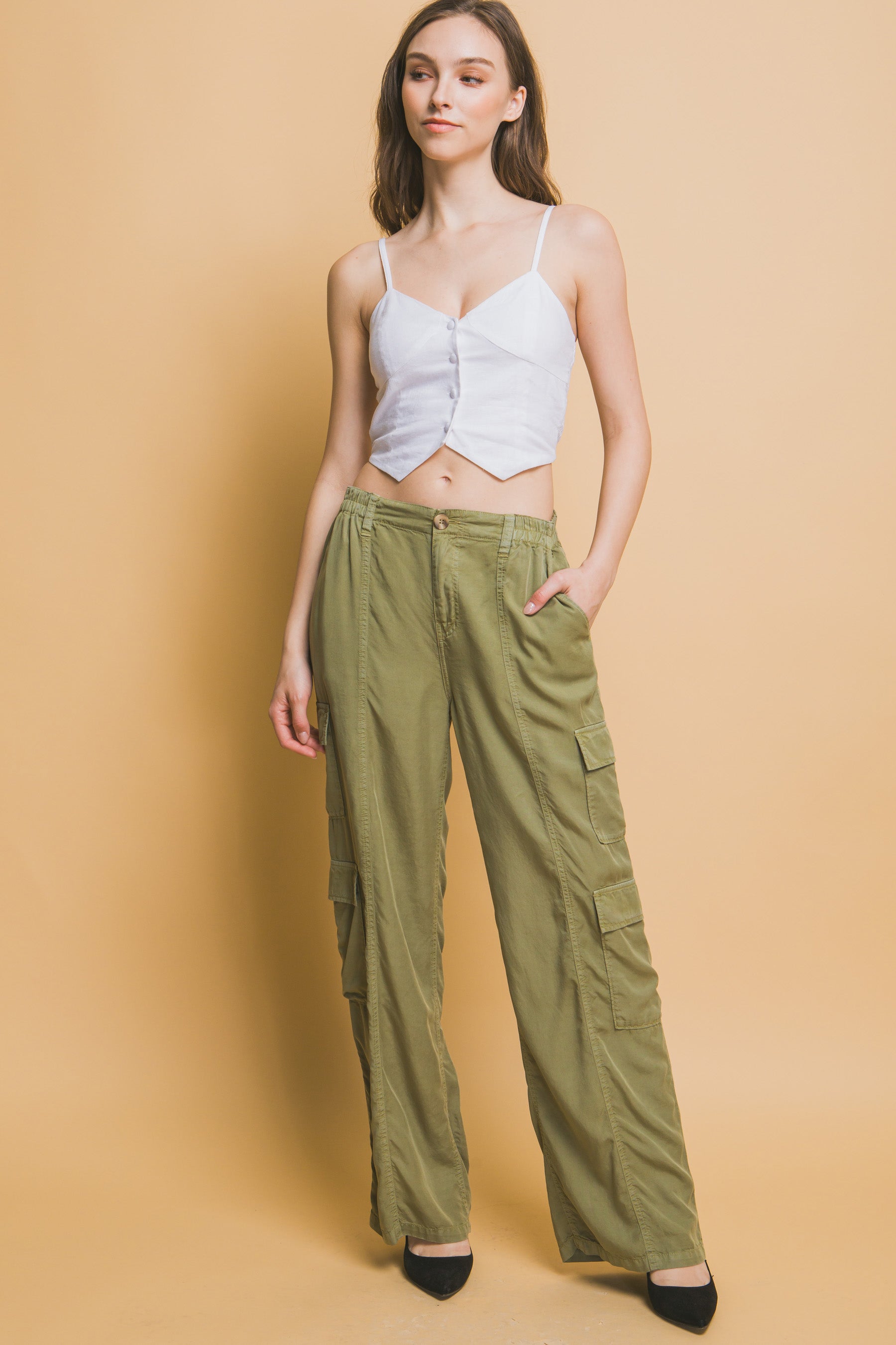 Full-length Tencel Pants With Cargo Pockets - That Janis Style