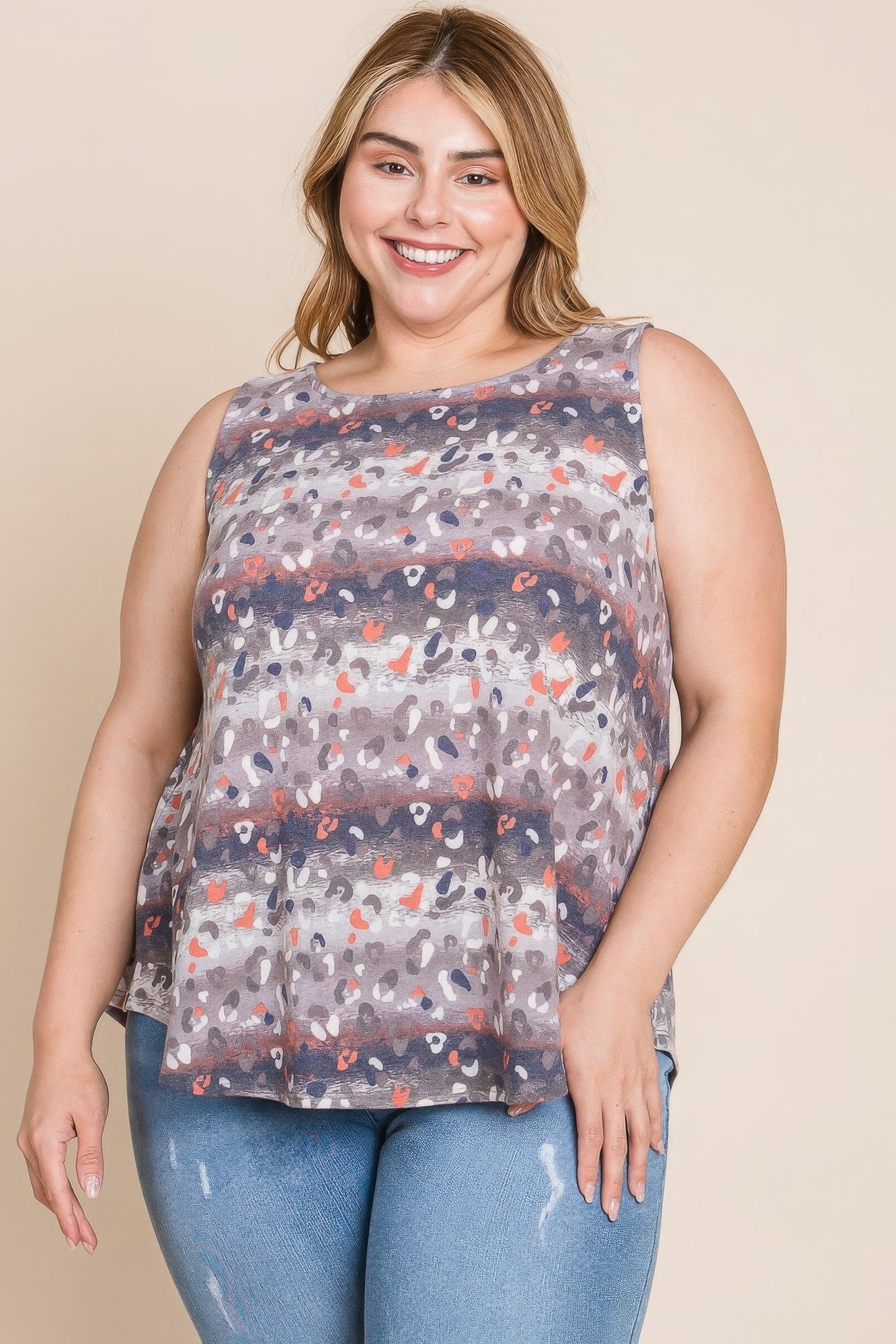 Plus Size Multi Tie Dye Animal Printed Tunic Tank - That Janis Style