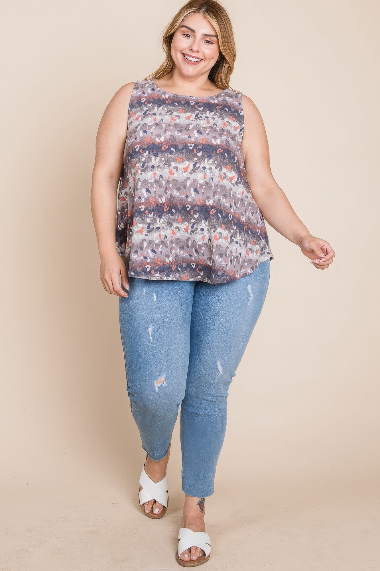 Plus Size Multi Tie Dye Animal Printed Tunic Tank - That Janis Style