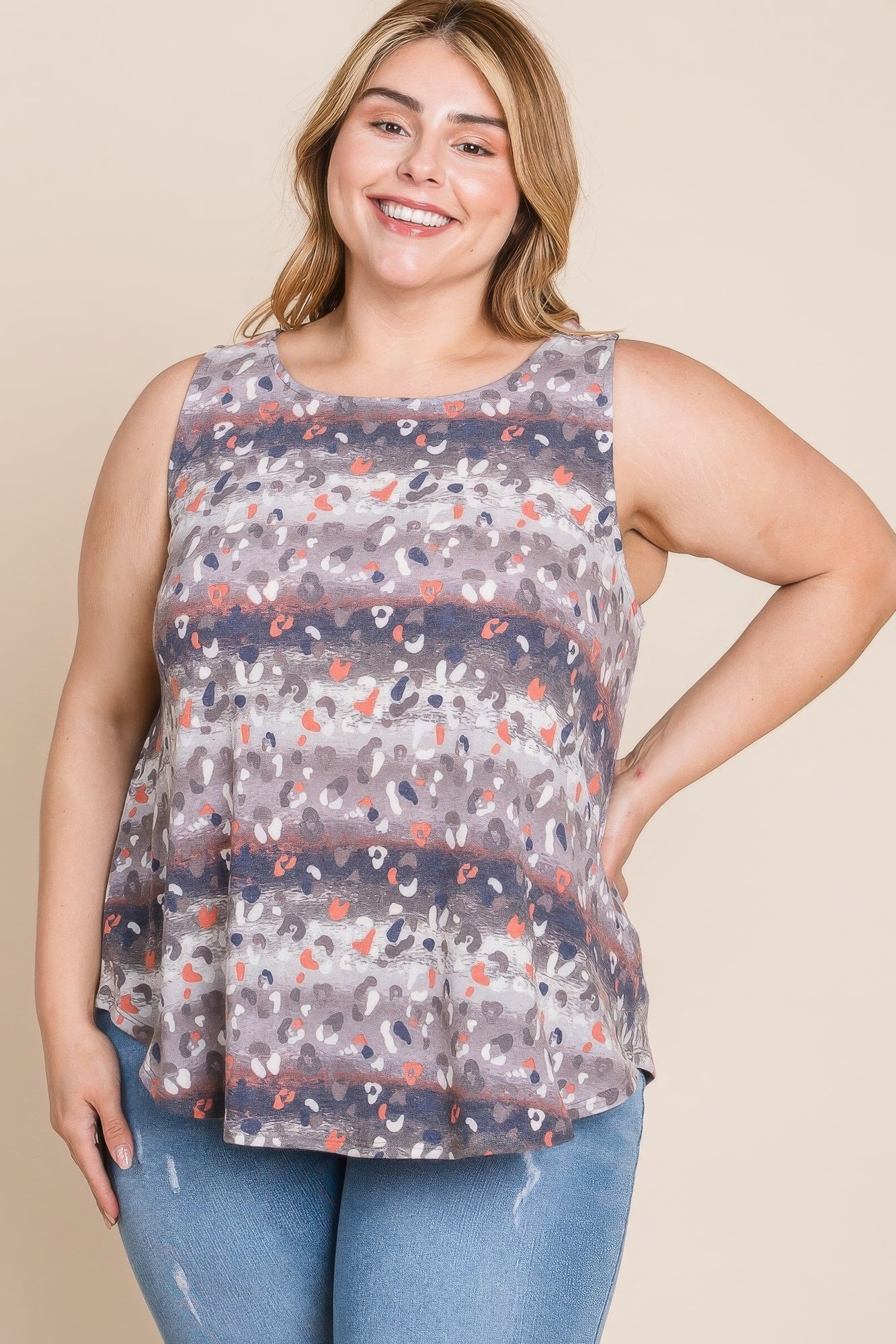 Plus Size Multi Tie Dye Animal Printed Tunic Tank - That Janis Style