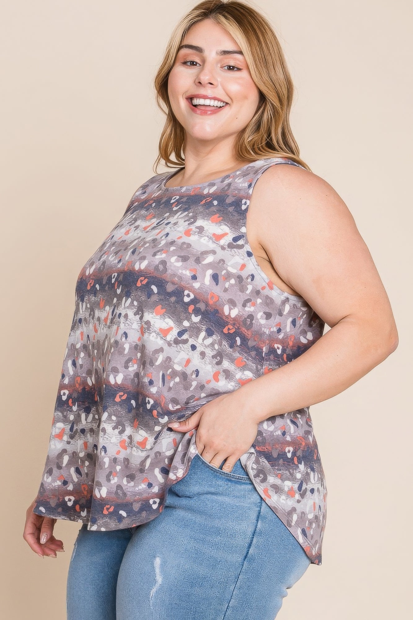 Plus Size Multi Tie Dye Animal Printed Tunic Tank - That Janis Style