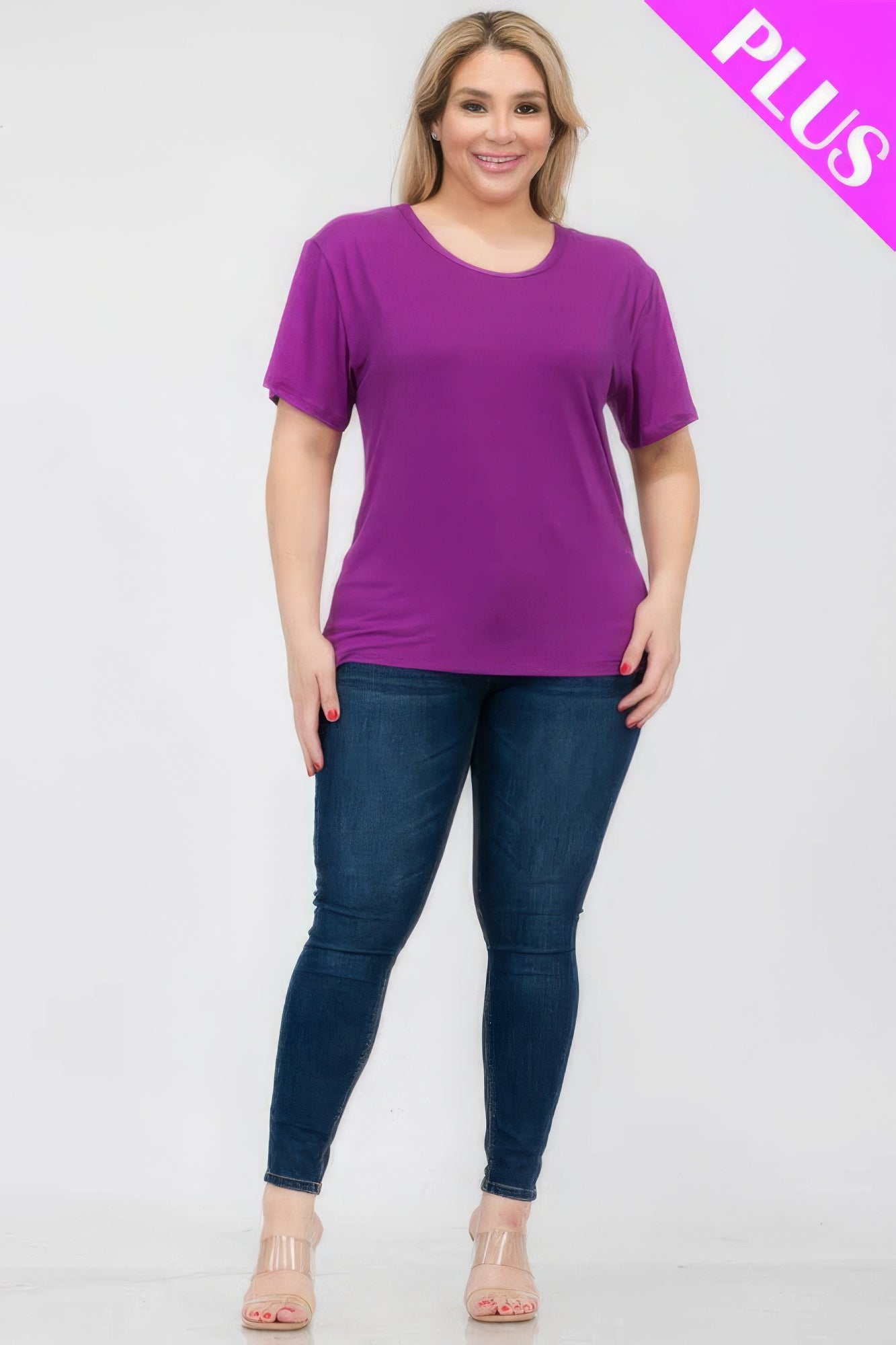 Plus Size Basic Short Sleeve T-shirt - That Janis Style