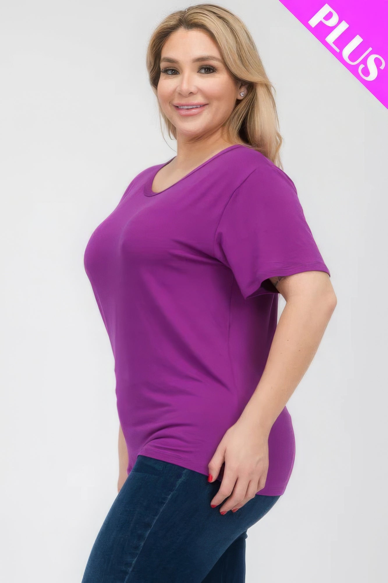 Plus Size Basic Short Sleeve T-shirt - That Janis Style
