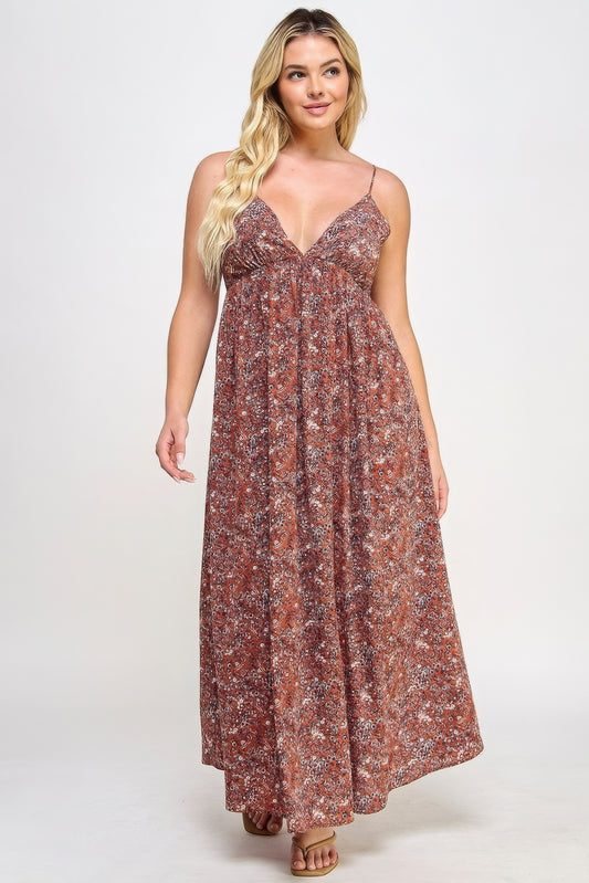 Floral Maxi Dress With Tie Back - That Janis Style