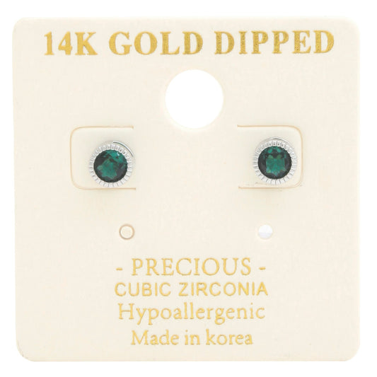14k Gold Dipped Cz Round Earring - That Janis Style