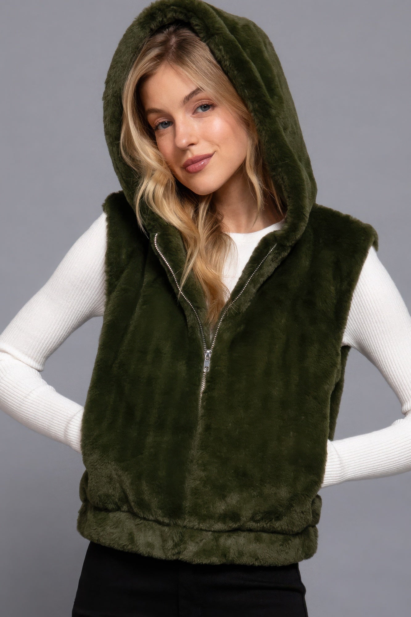 Hoodie Faux Fur Vest - That Janis Style