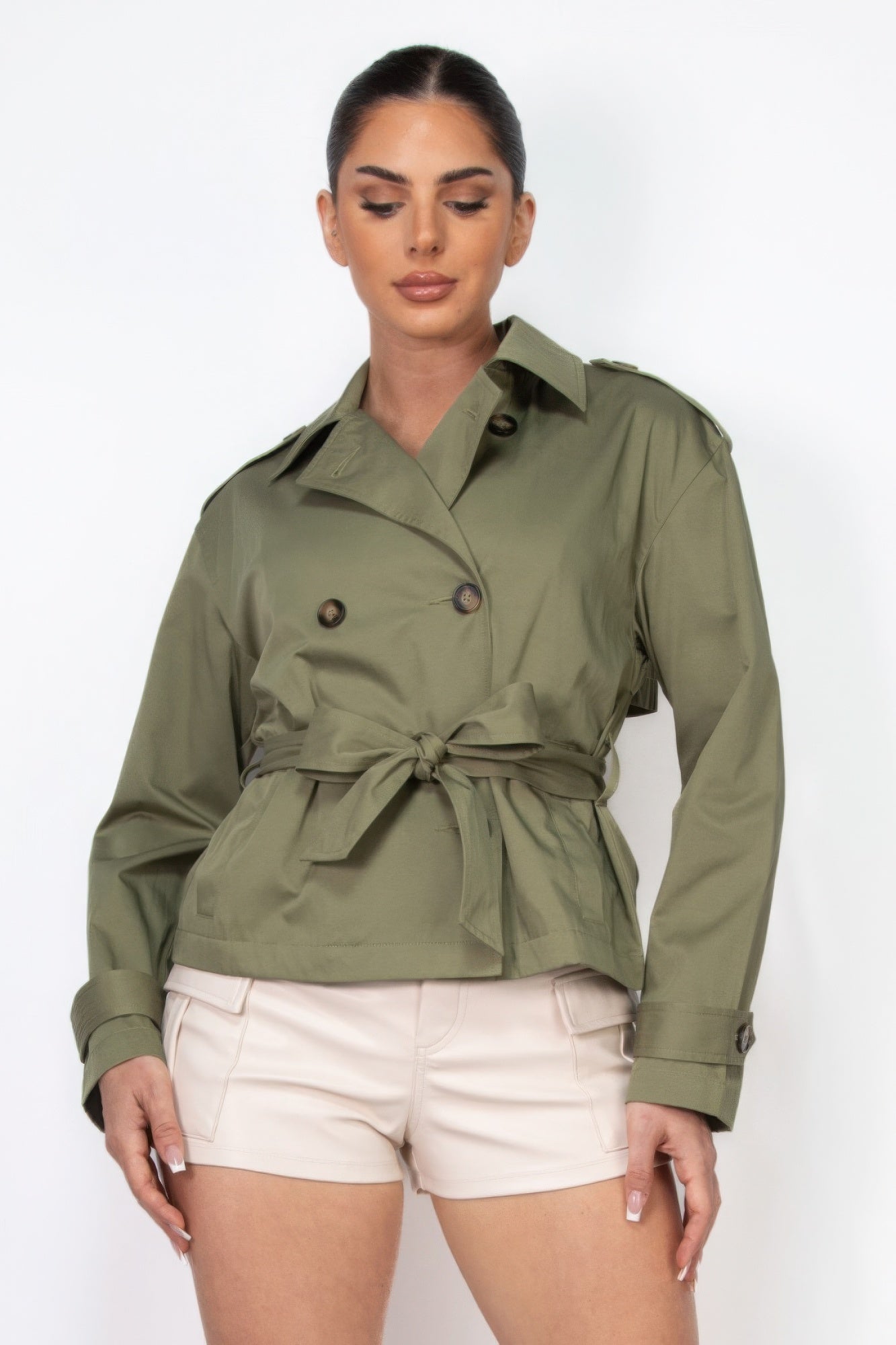 Double-breasted Waist-tie Trench Coat - That Janis Style