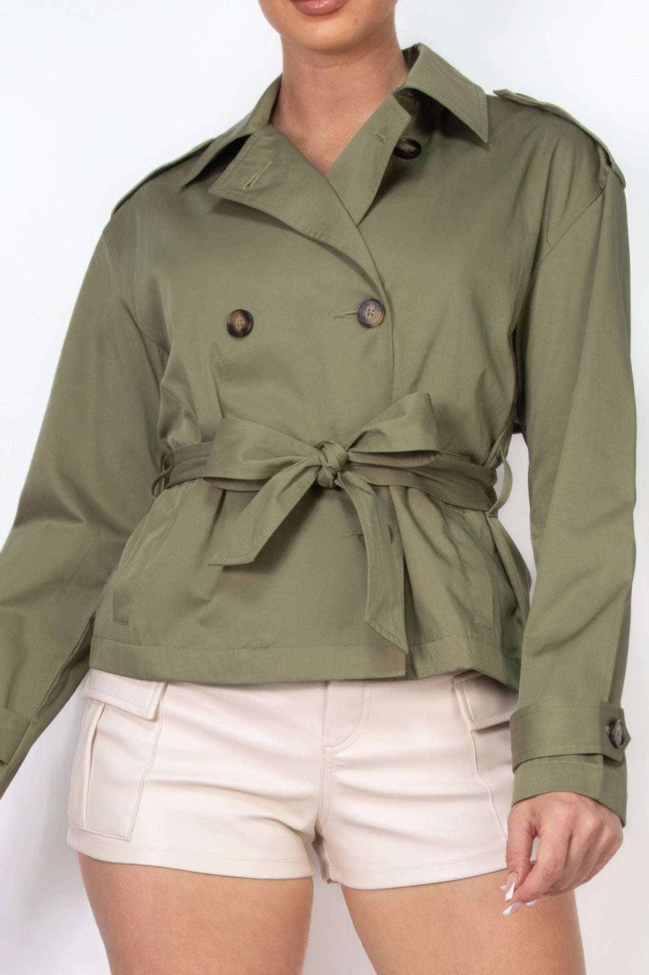 Double-breasted Waist-tie Trench Coat - That Janis Style