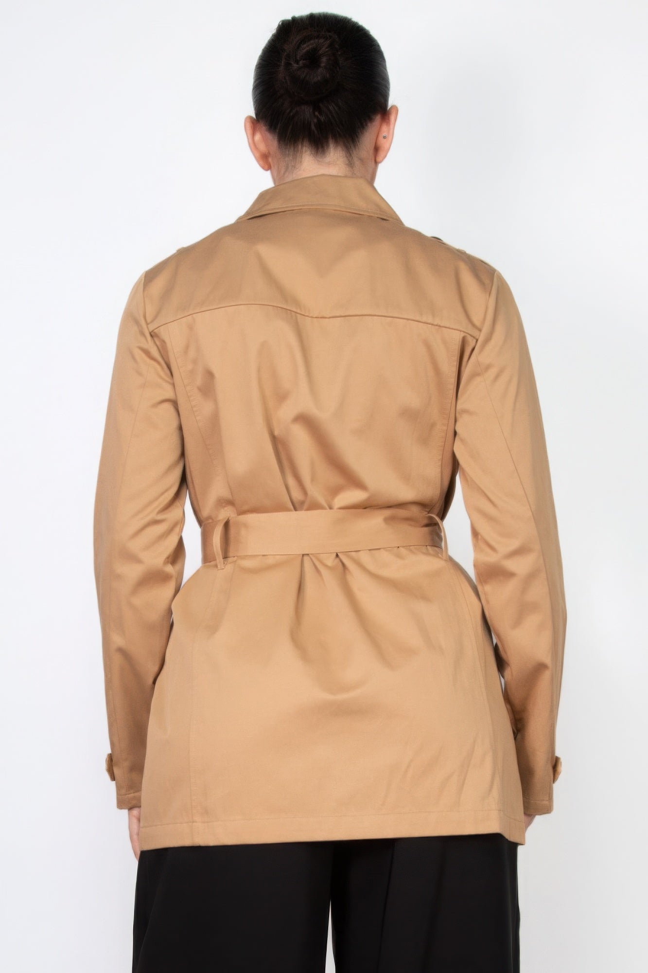 Double-breasted Notch Belted Coat - That Janis Style