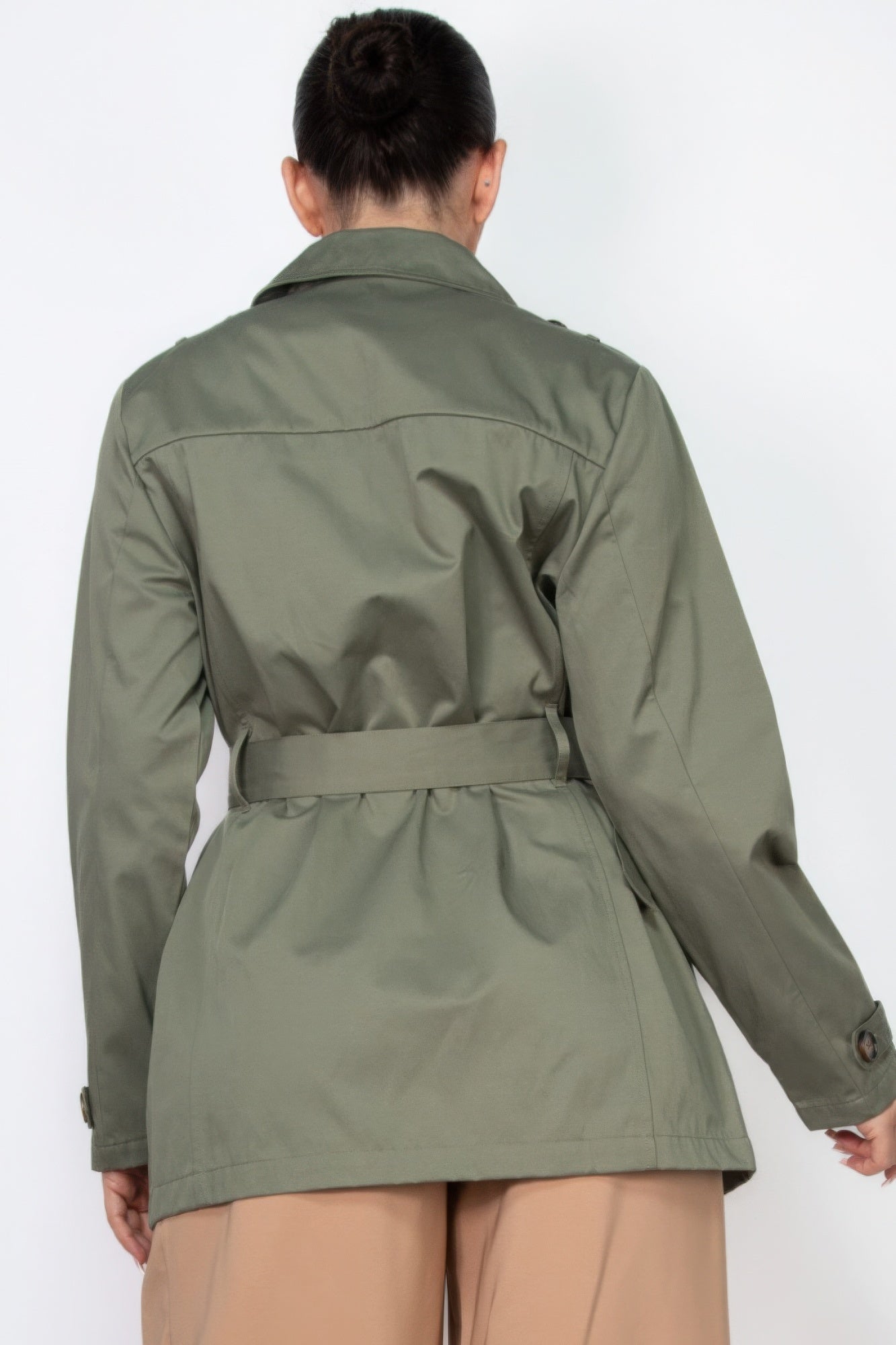 Double-breasted Notch Belted Coat - That Janis Style