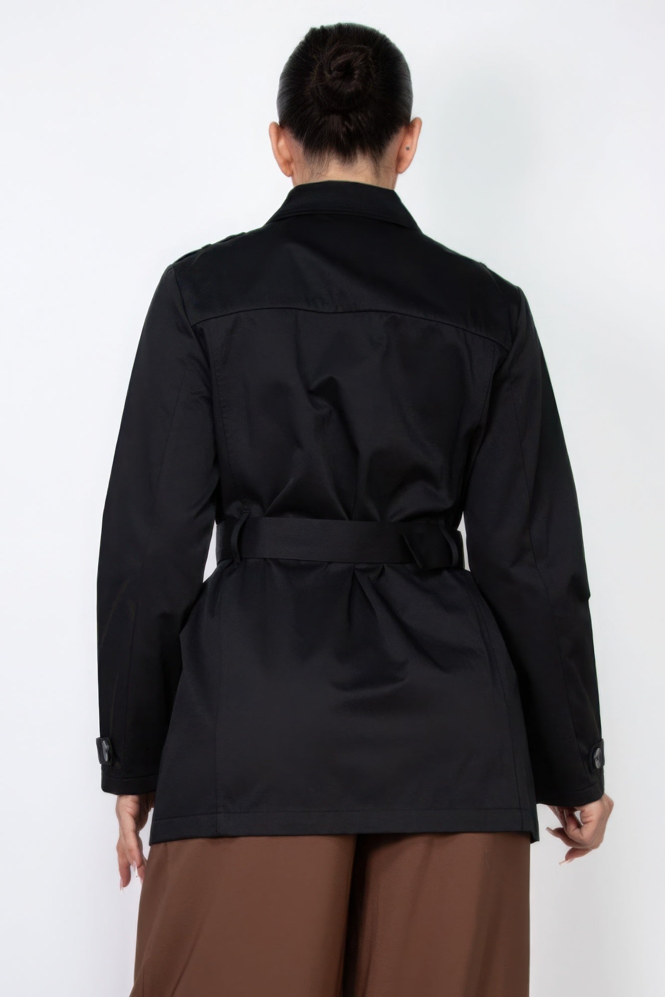 Double-breasted Notch Belted Coat - That Janis Style