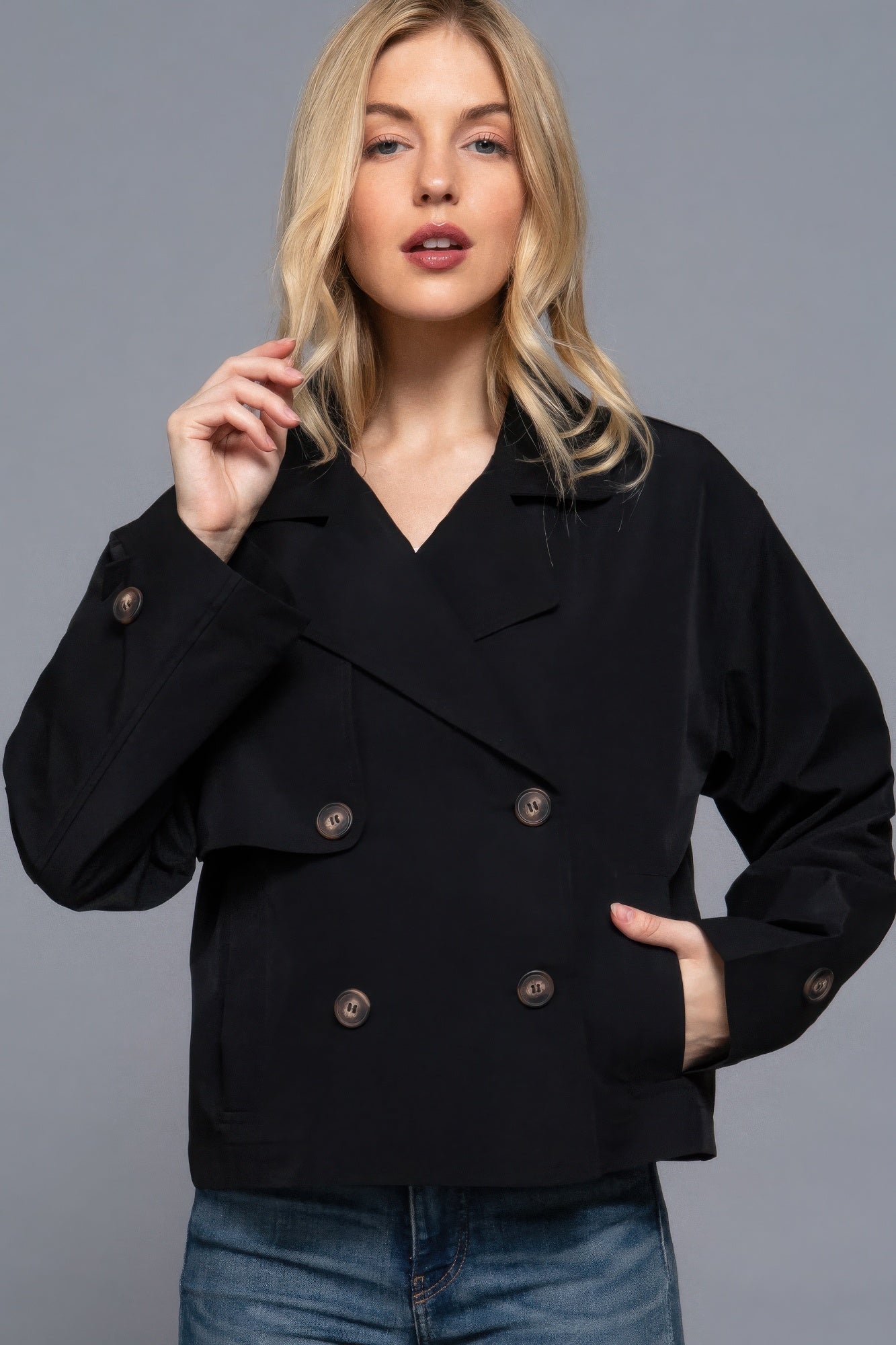 Double Breasted Short Trench Jacket - That Janis Style