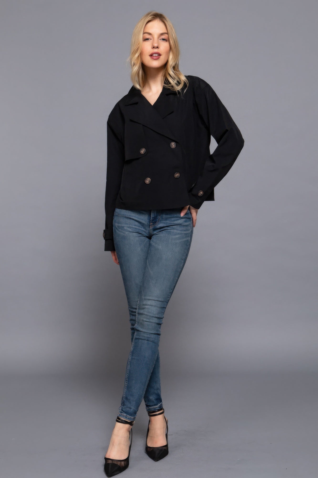 Double Breasted Short Trench Jacket - That Janis Style