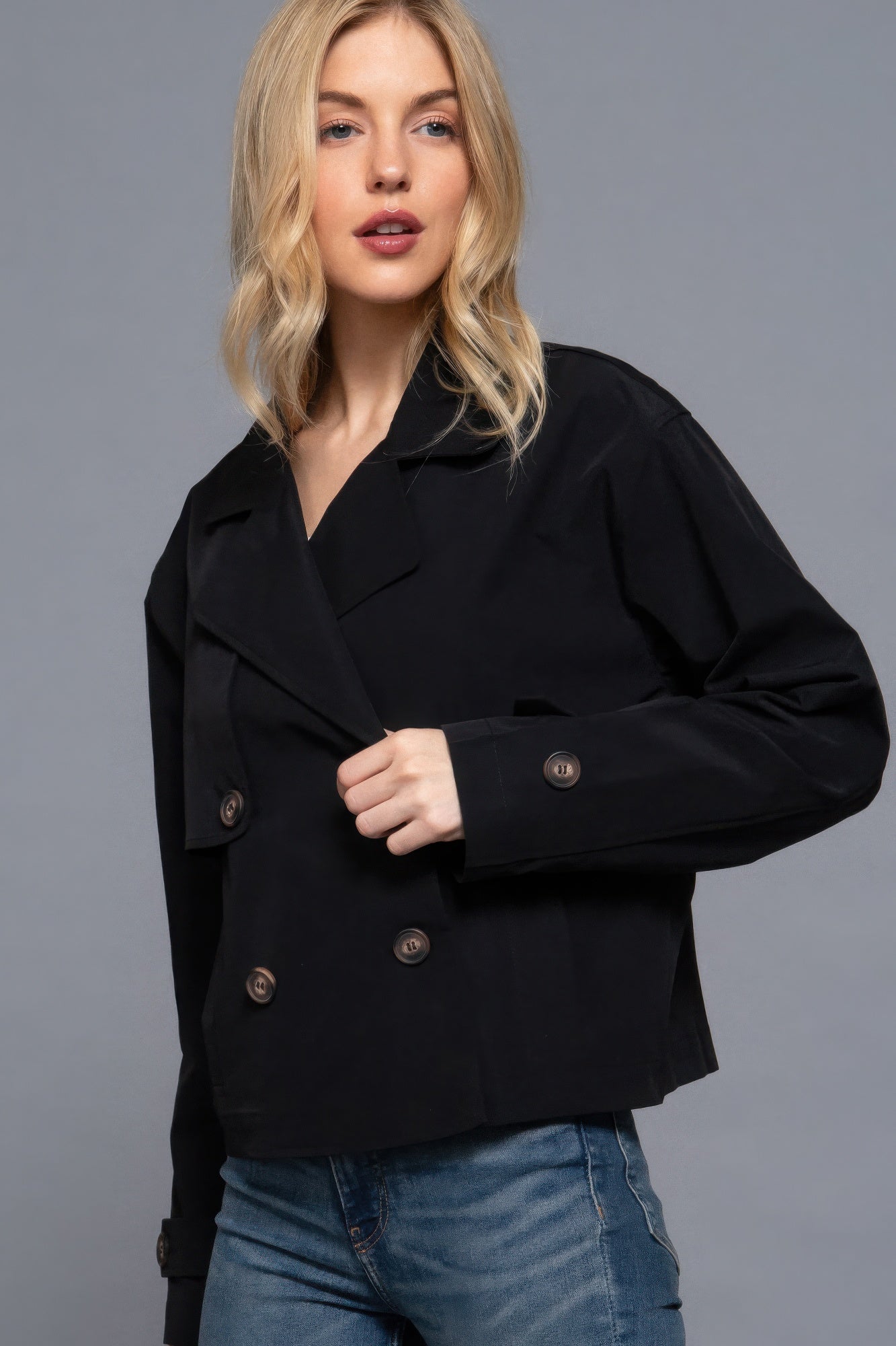 Double Breasted Short Trench Jacket - That Janis Style