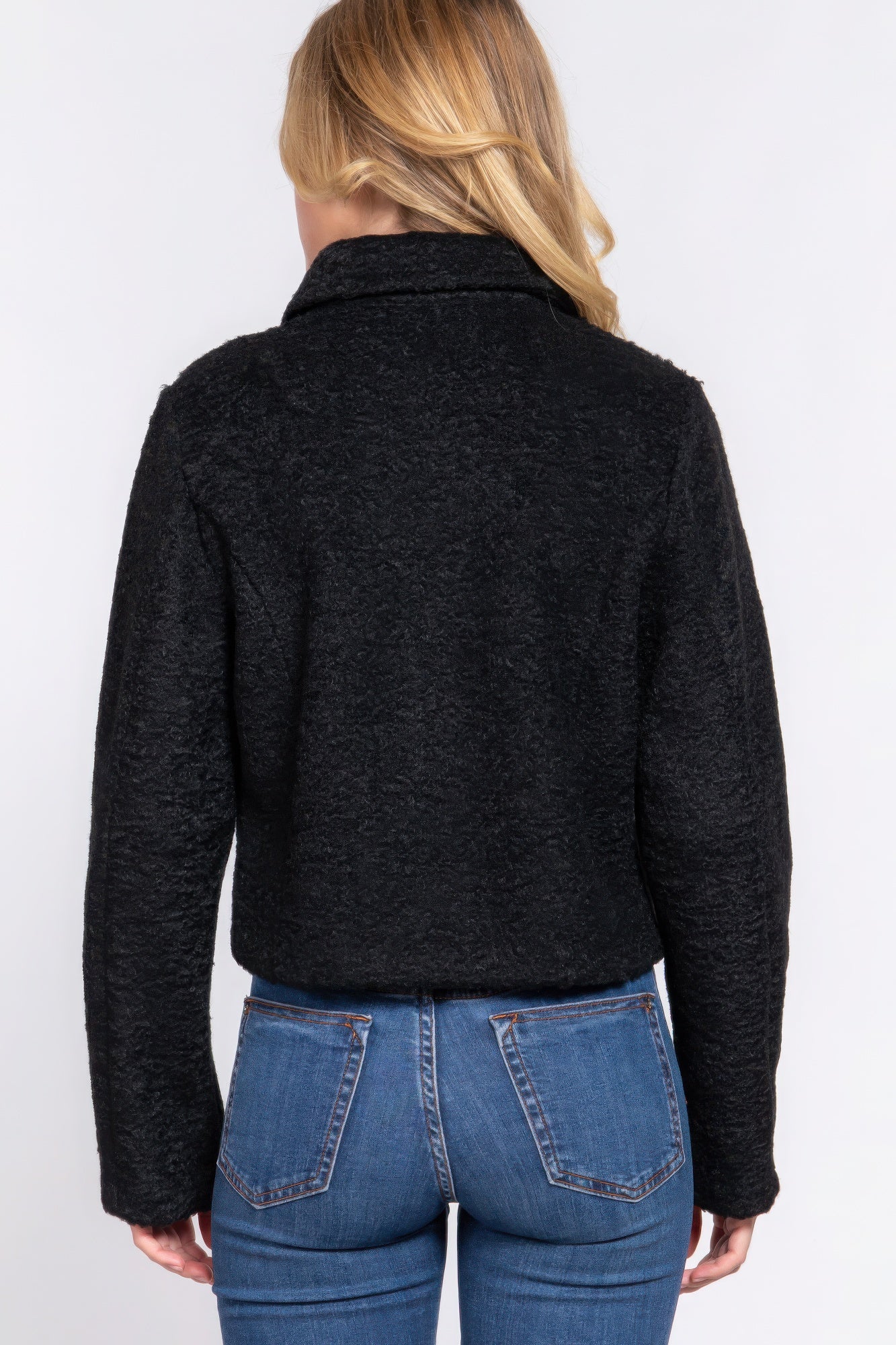 Long Slv Teddy Fleece Short Jacket - That Janis Style