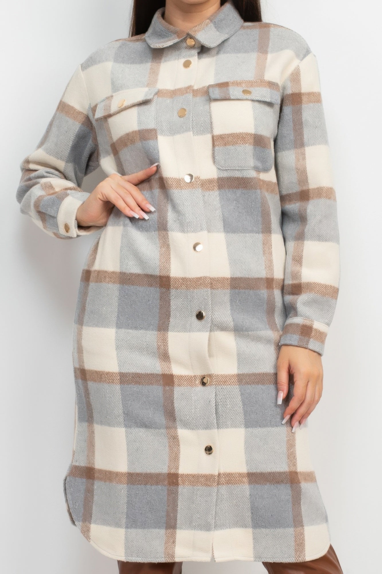 Plaid Buttoned Shacket Coat - That Janis Style