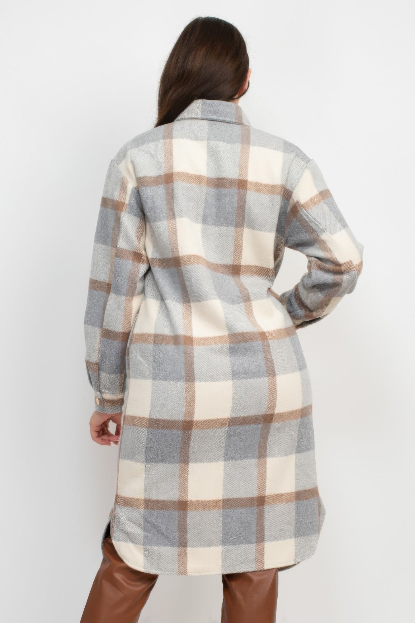 Plaid Buttoned Shacket Coat - That Janis Style