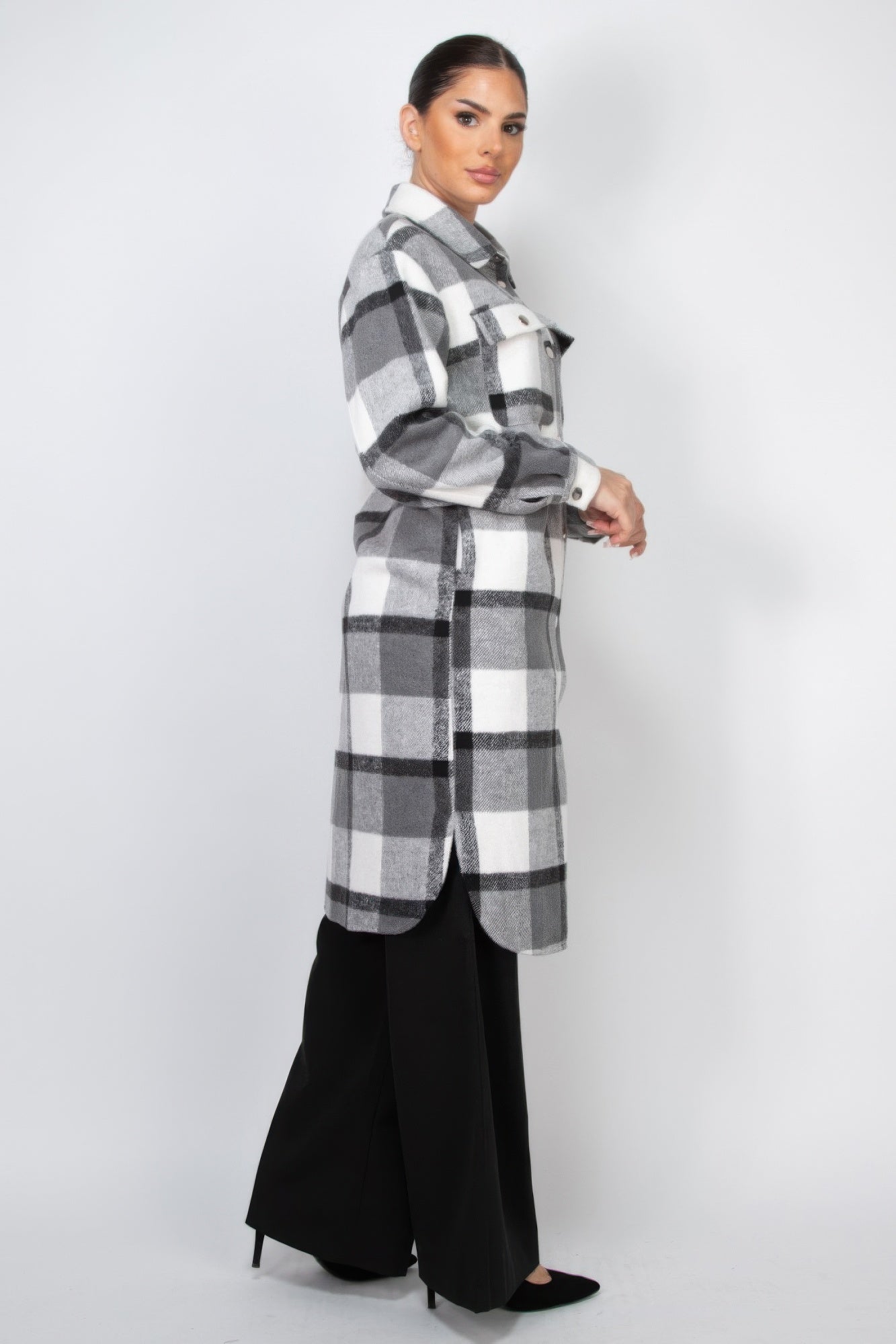 Plaid Buttoned Shacket Coat - That Janis Style
