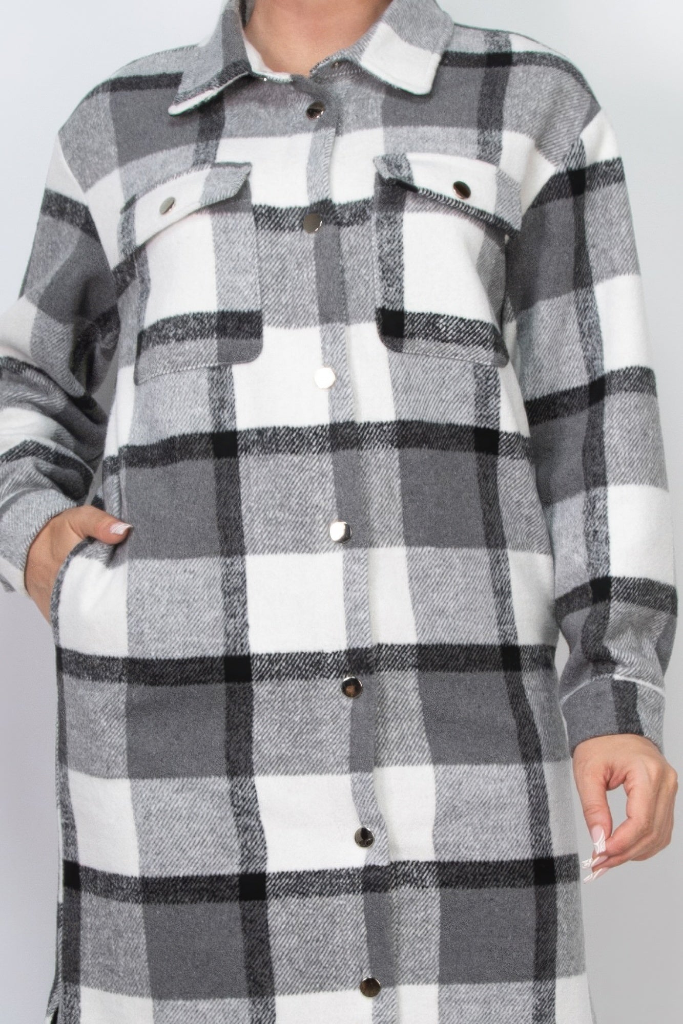 Plaid Buttoned Shacket Coat - That Janis Style