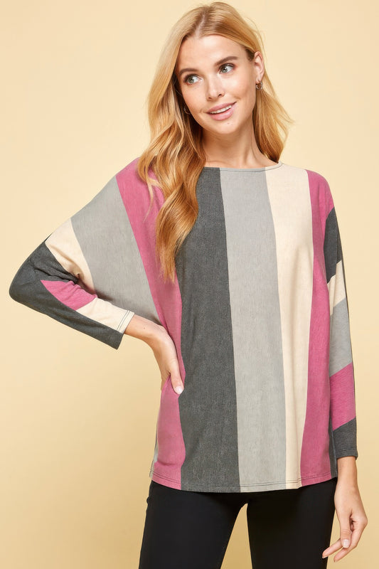Striped Dolman Sleeves Top - That Janis Style