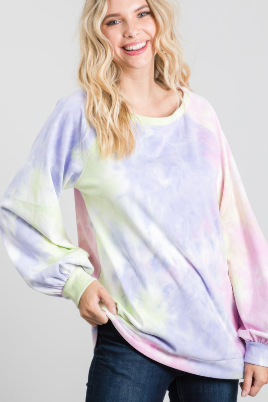 Tie-dye Puff Long Sleeve Top - That Janis Style