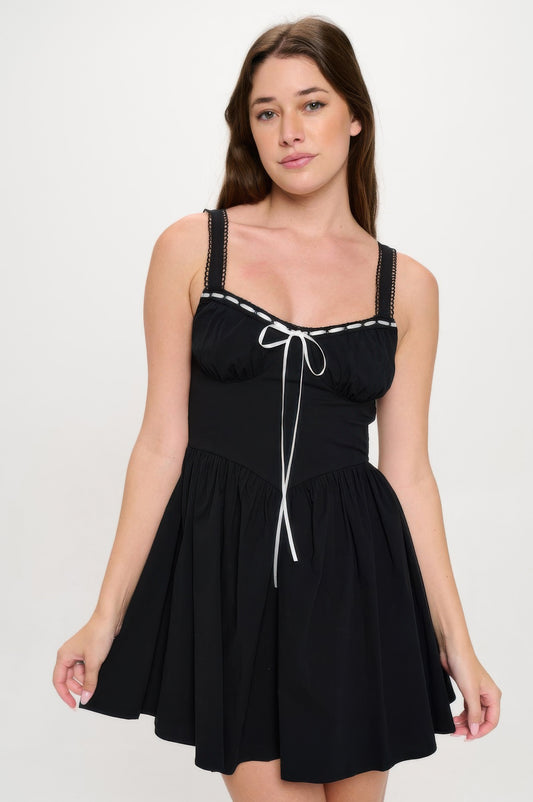 Front Ribbon Tie Bustier Dress - That Janis Style